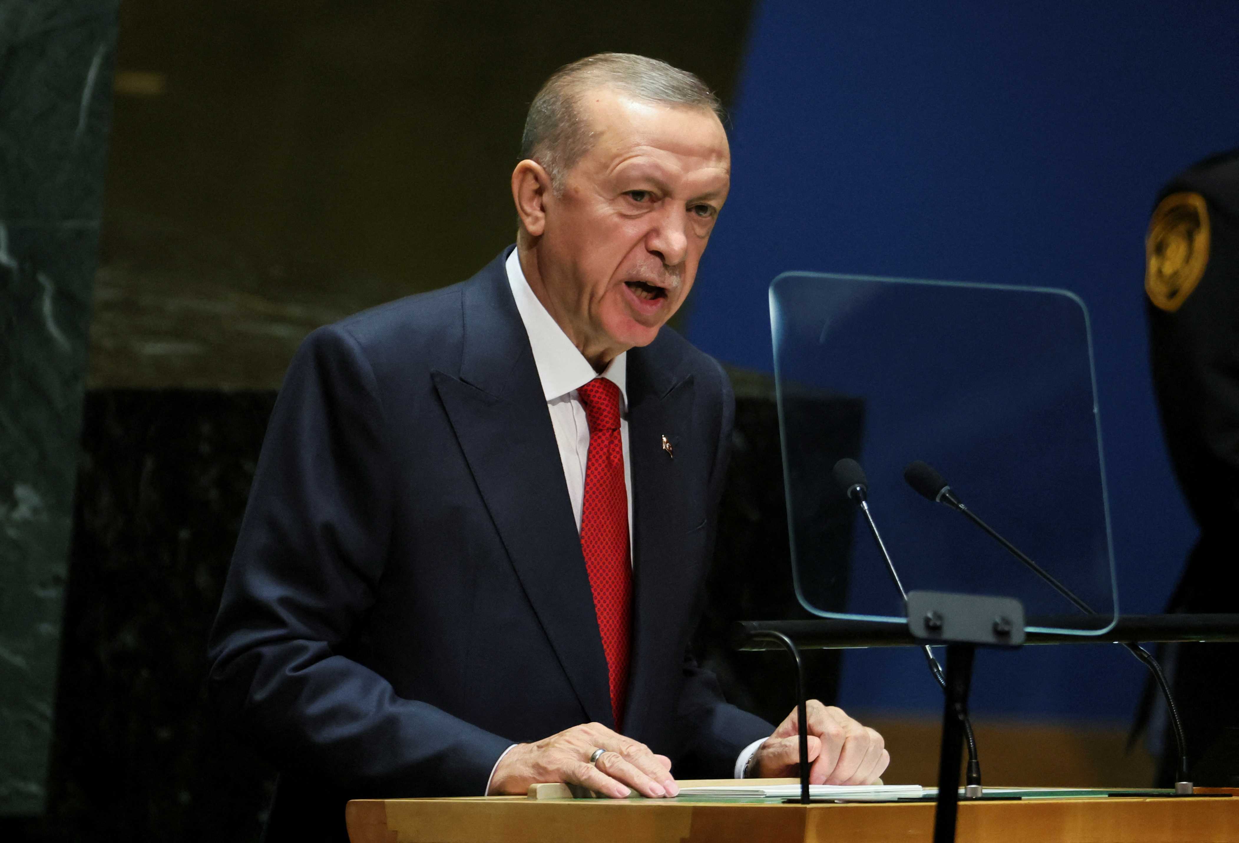 Turkey's President Tayyip Erdogan speaks before the UN