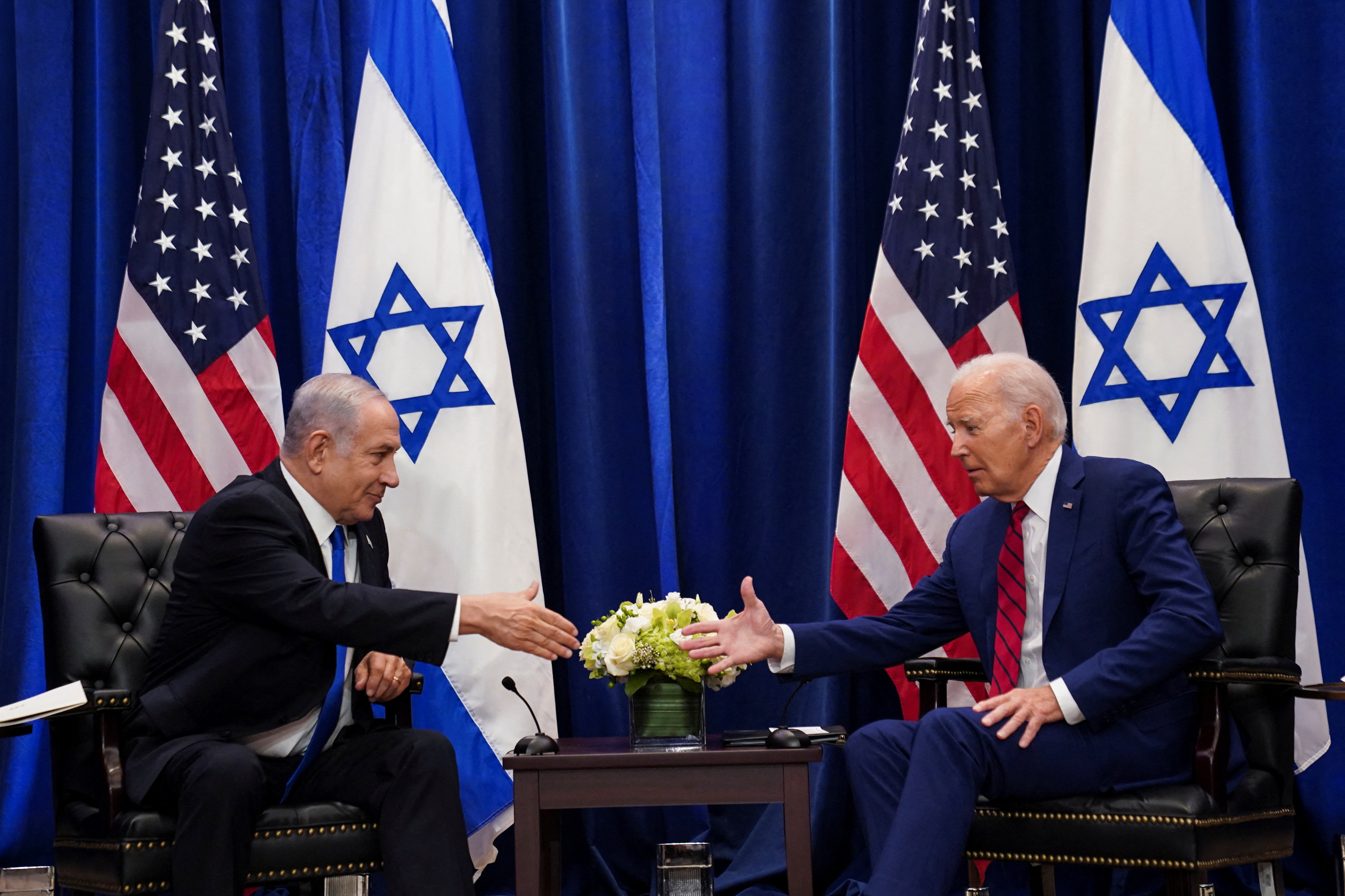 US President Joe Biden holds a bilateral meeting with Israeli Prime Minister Benjamin Netanyahu in New York City, September 20, 2023