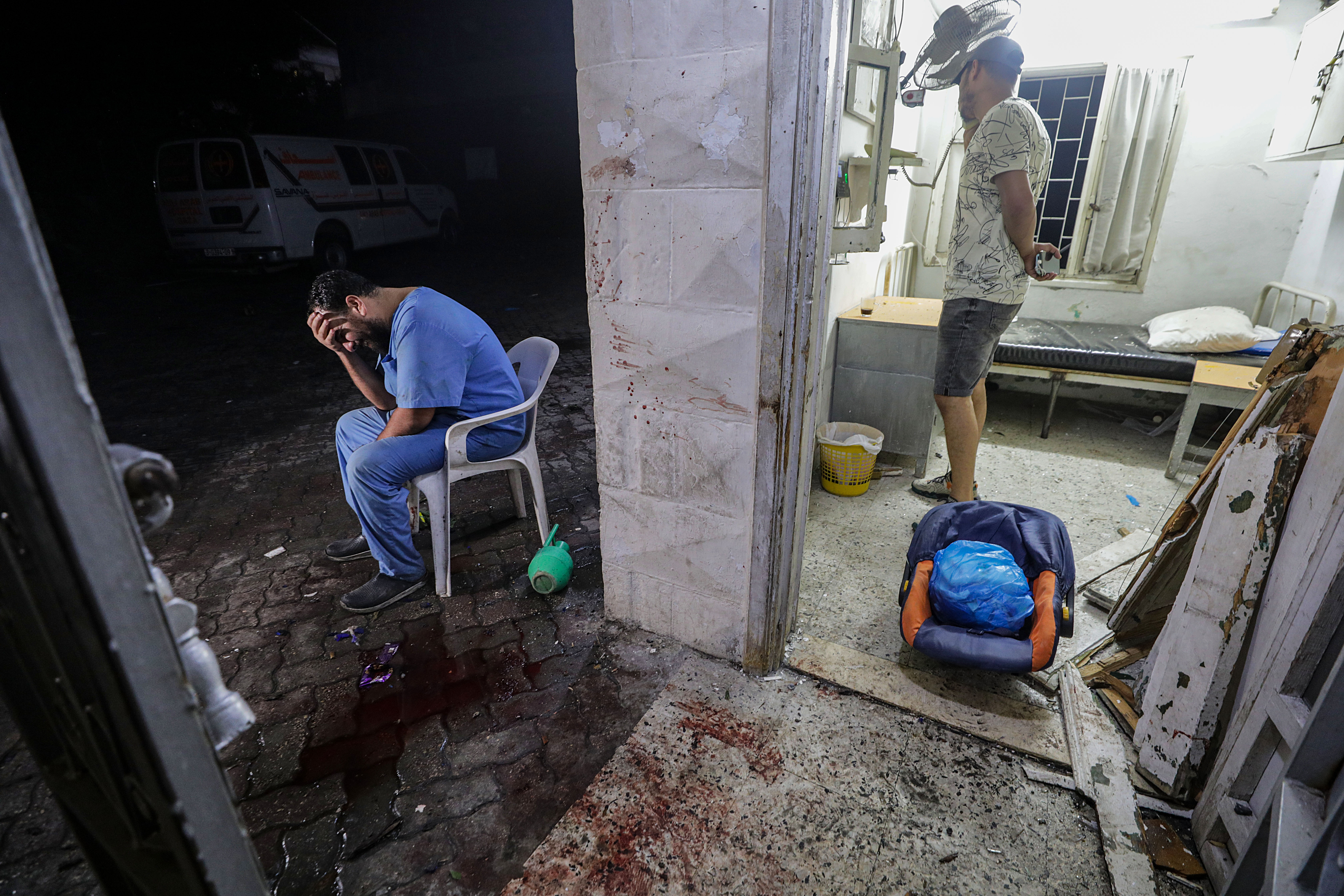 A doctor at the scene of al-Ahli Arab Hospital after an explosion in Gaza City