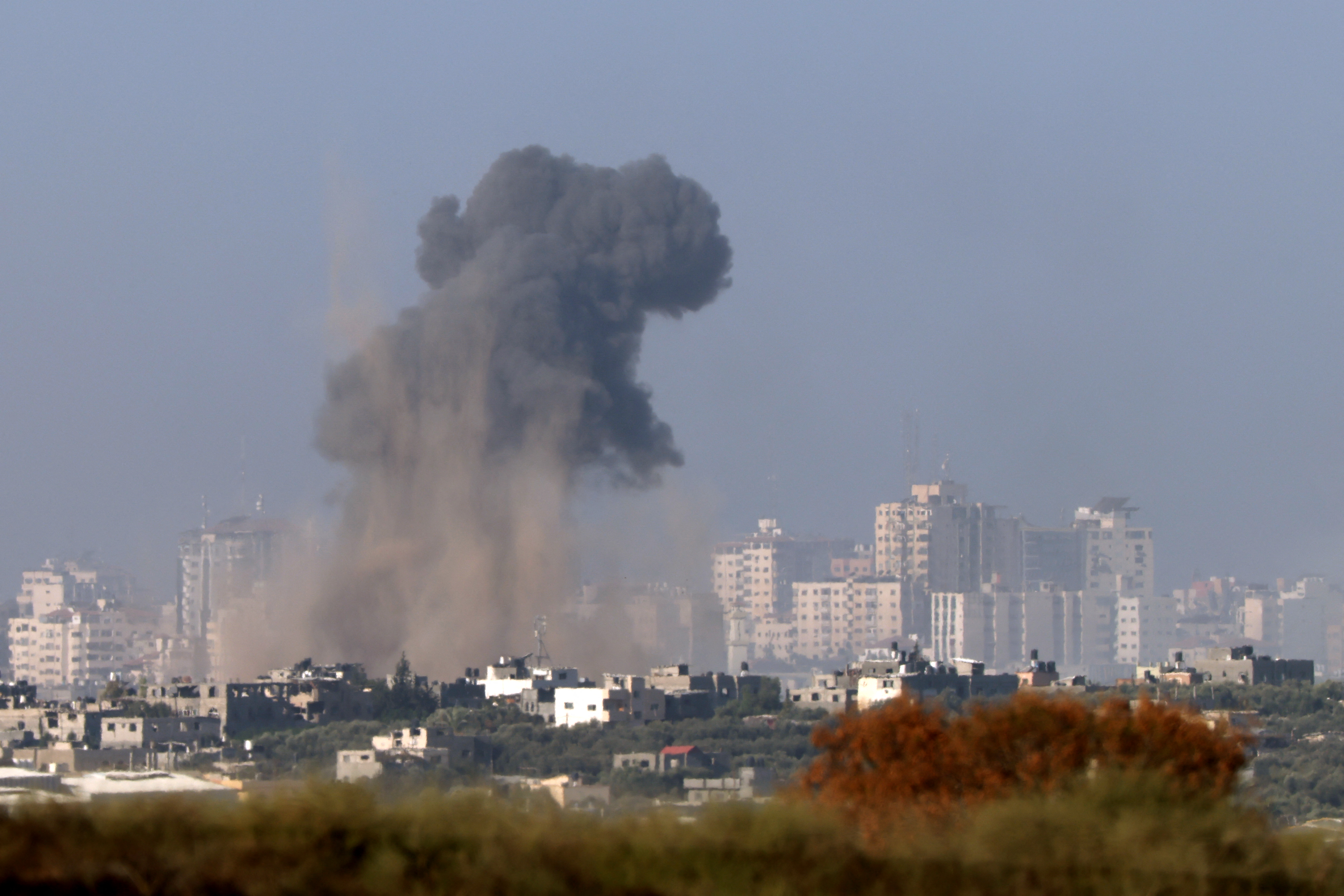 destroyed buildings as a result of the Israeli bombardment