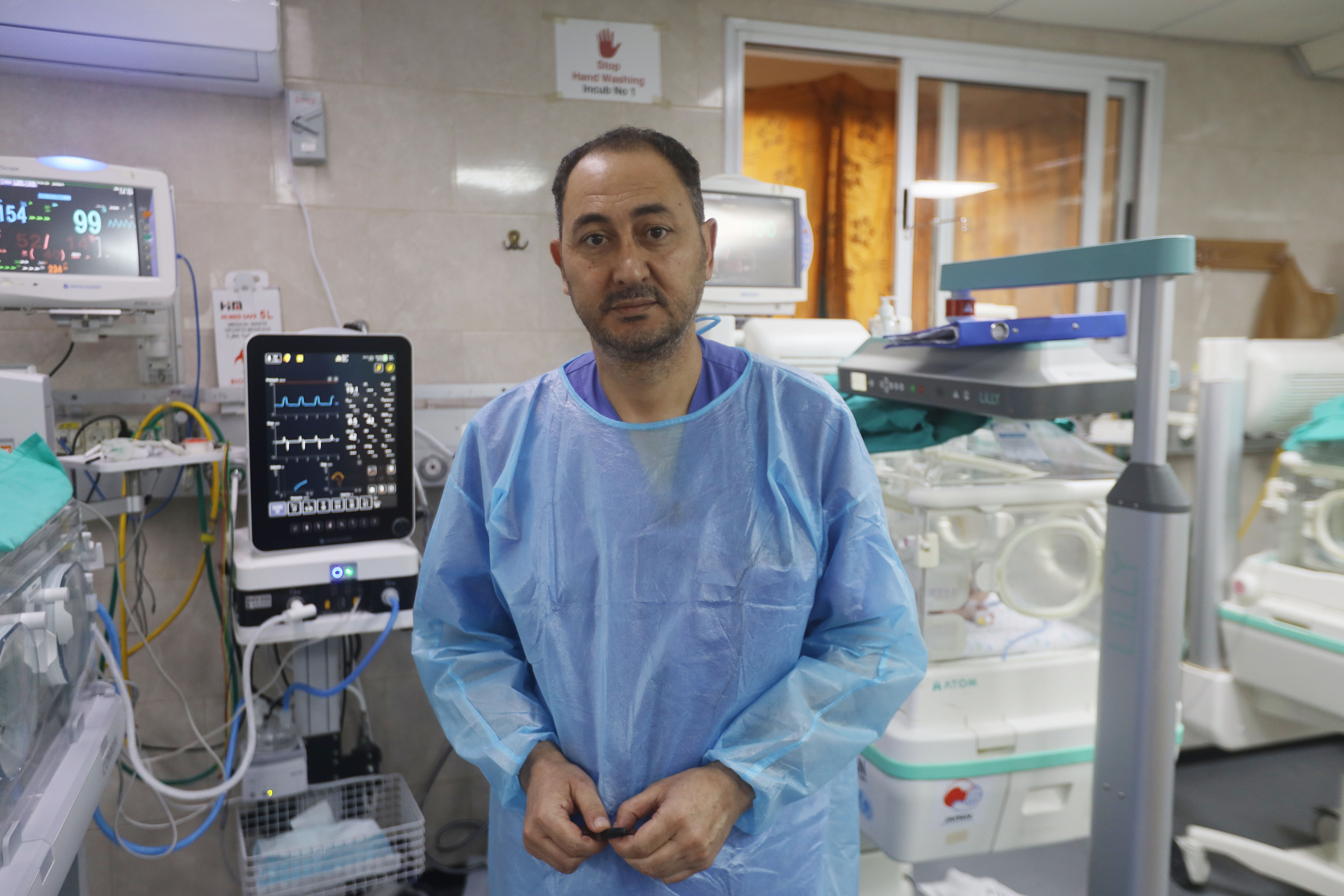 Dr Nasser Bulbul, head of the neonatal unit at al-Shifa Hospital has been working nonstop in the neonatal intensive care unit since Israel launched its offensive on the Gaza Strip