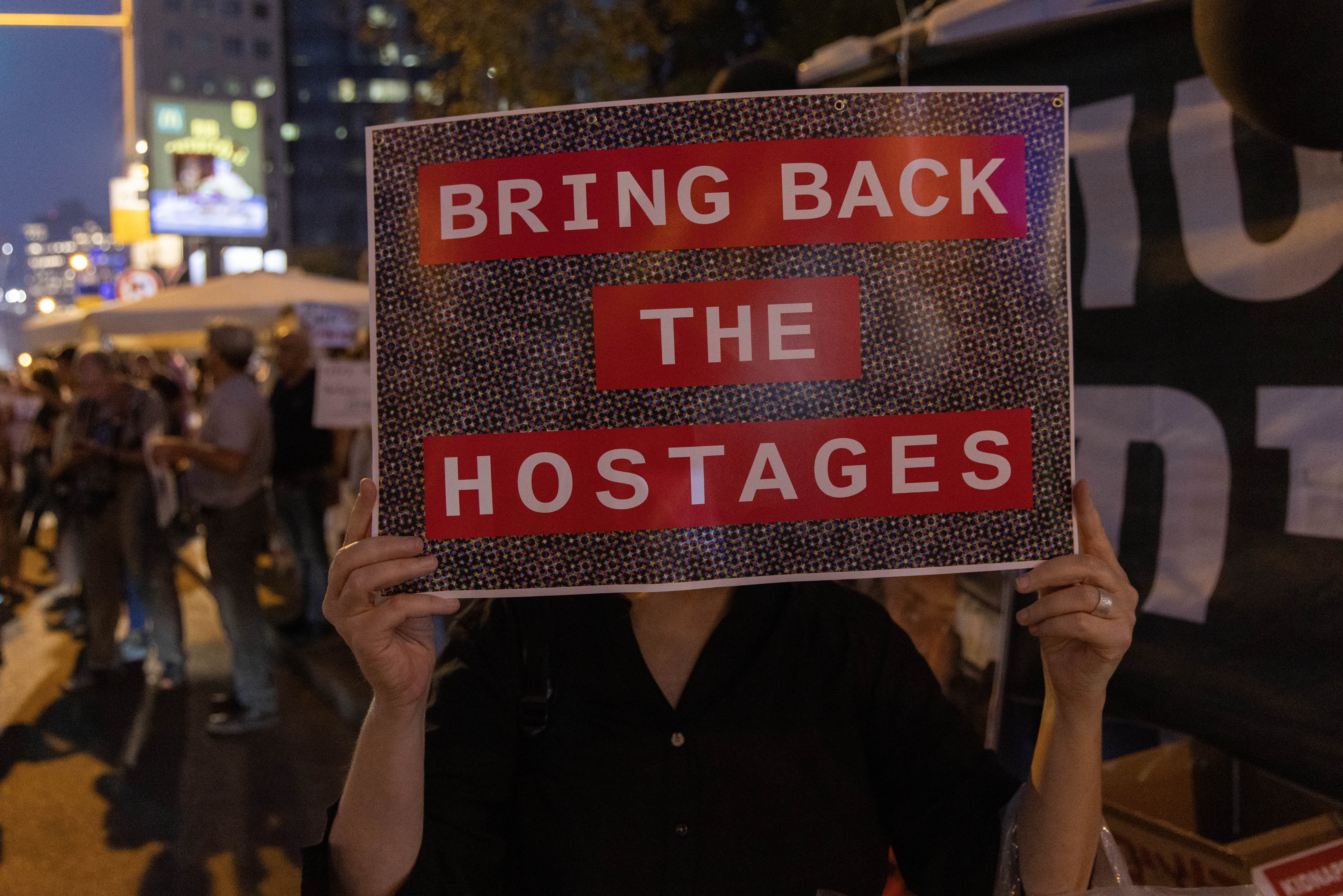 Israelis protesting at the headquarters of the Israeli Defence Ministry in Tel Aviv