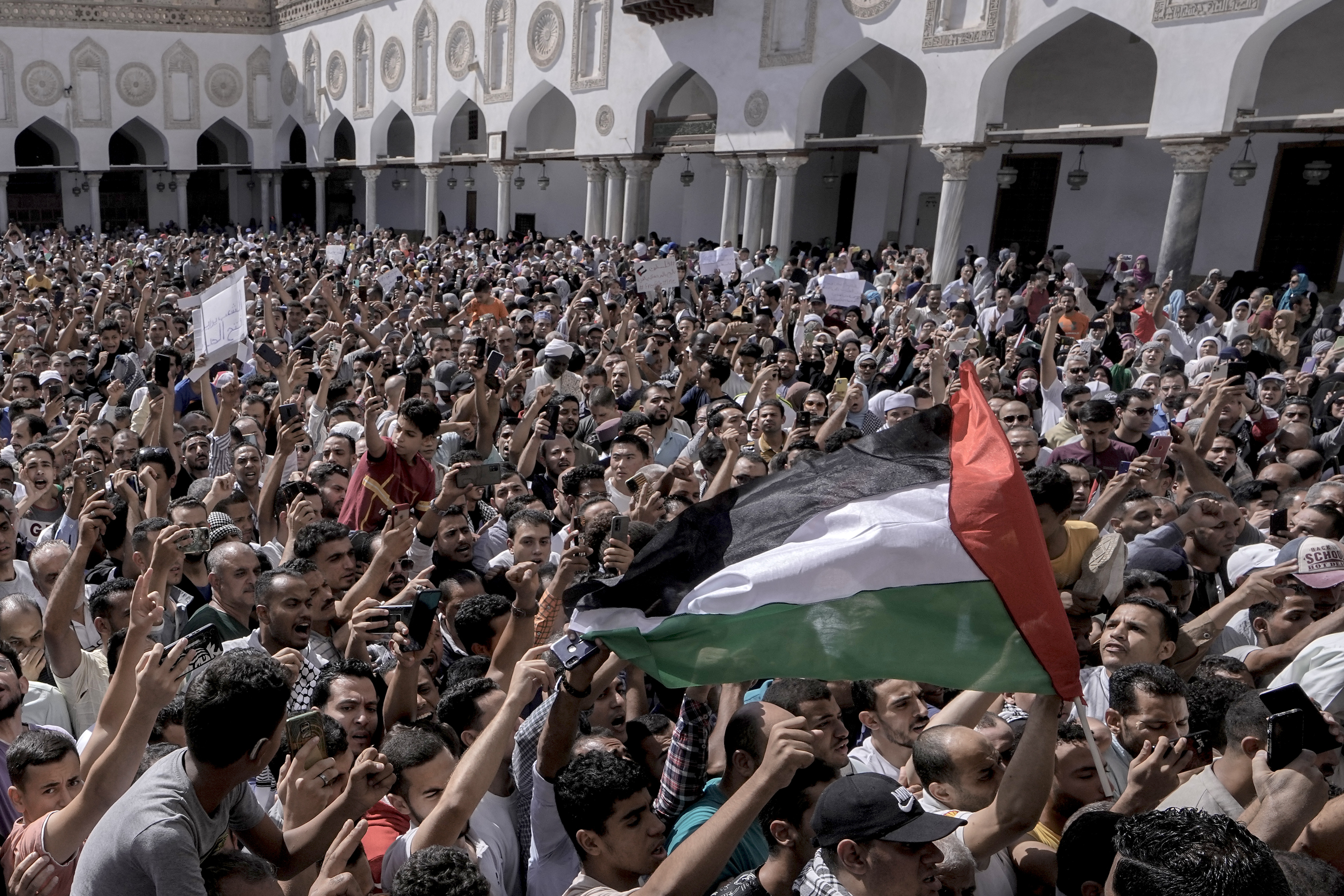 Protestors in Cairo against the bombardment in Gaza