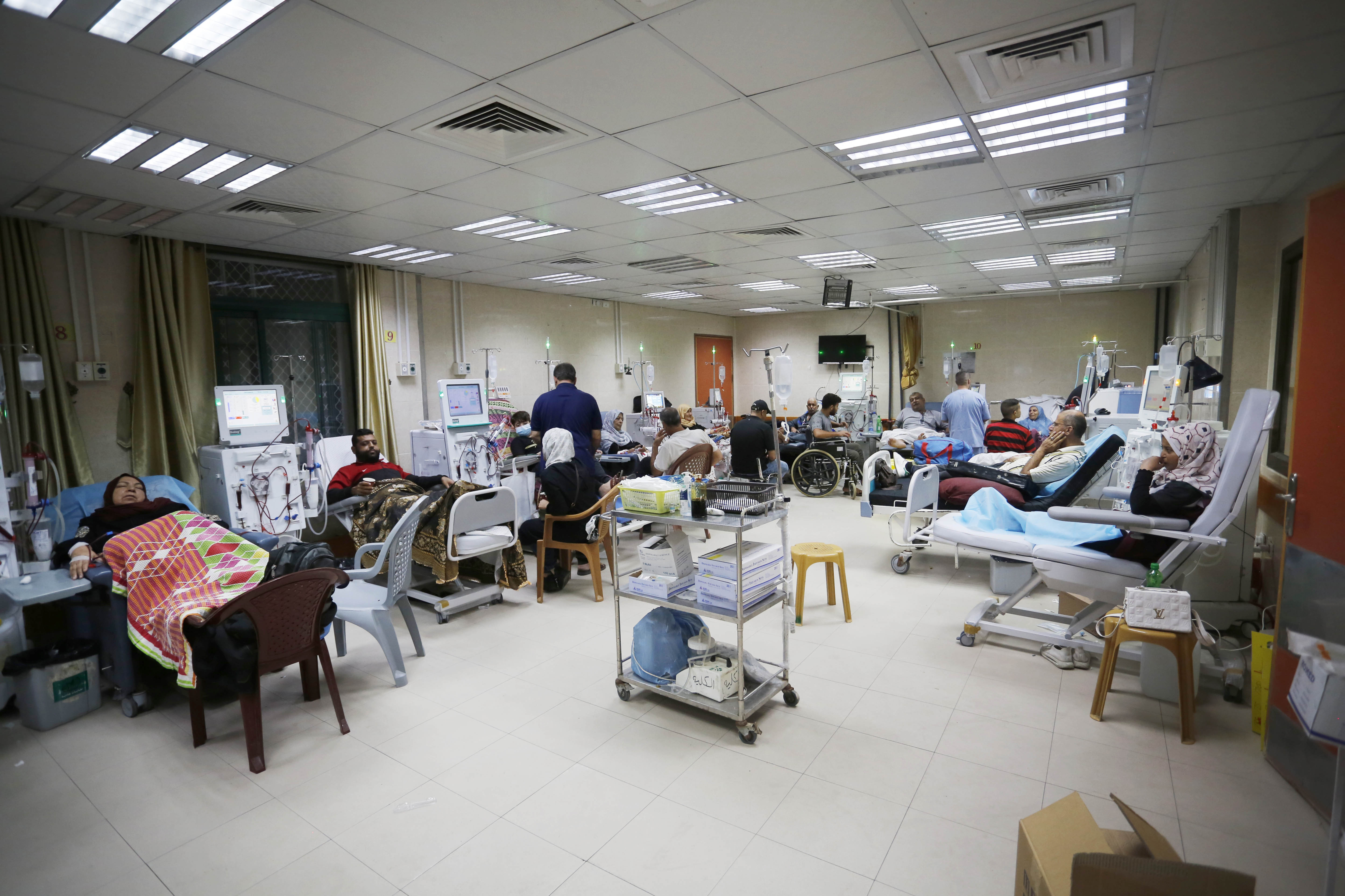 There are 24 kidney dialysis machines for about 300 patients inside Al Aqsa Martyrs Hospital
