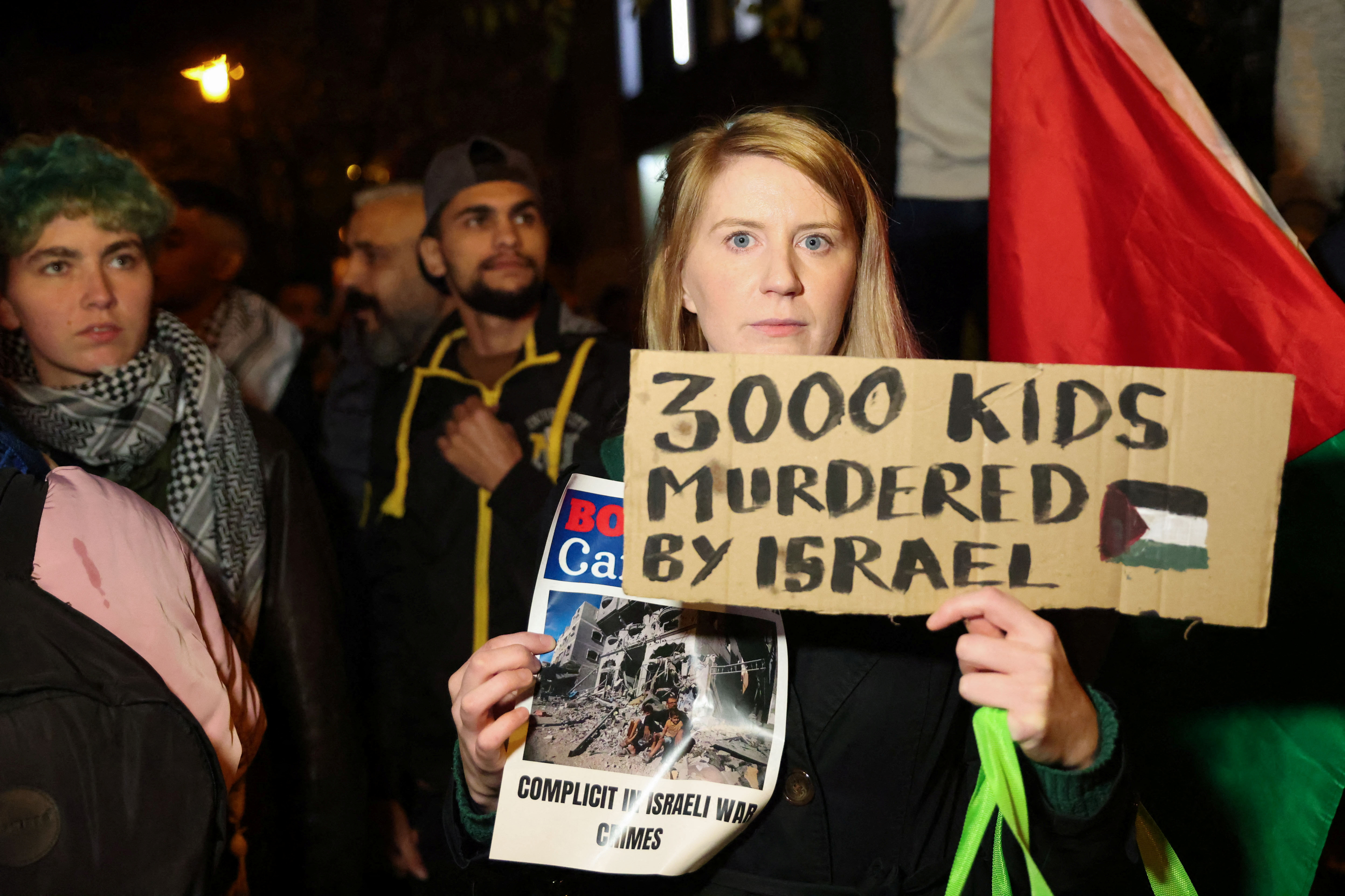 People take part in a protest in support of Palestinians in Gaza, amid the ongoing conflict between Israel and Hamas, in Brussels, Belgium, October 26, 2023. REUTERS/Johanna Geron