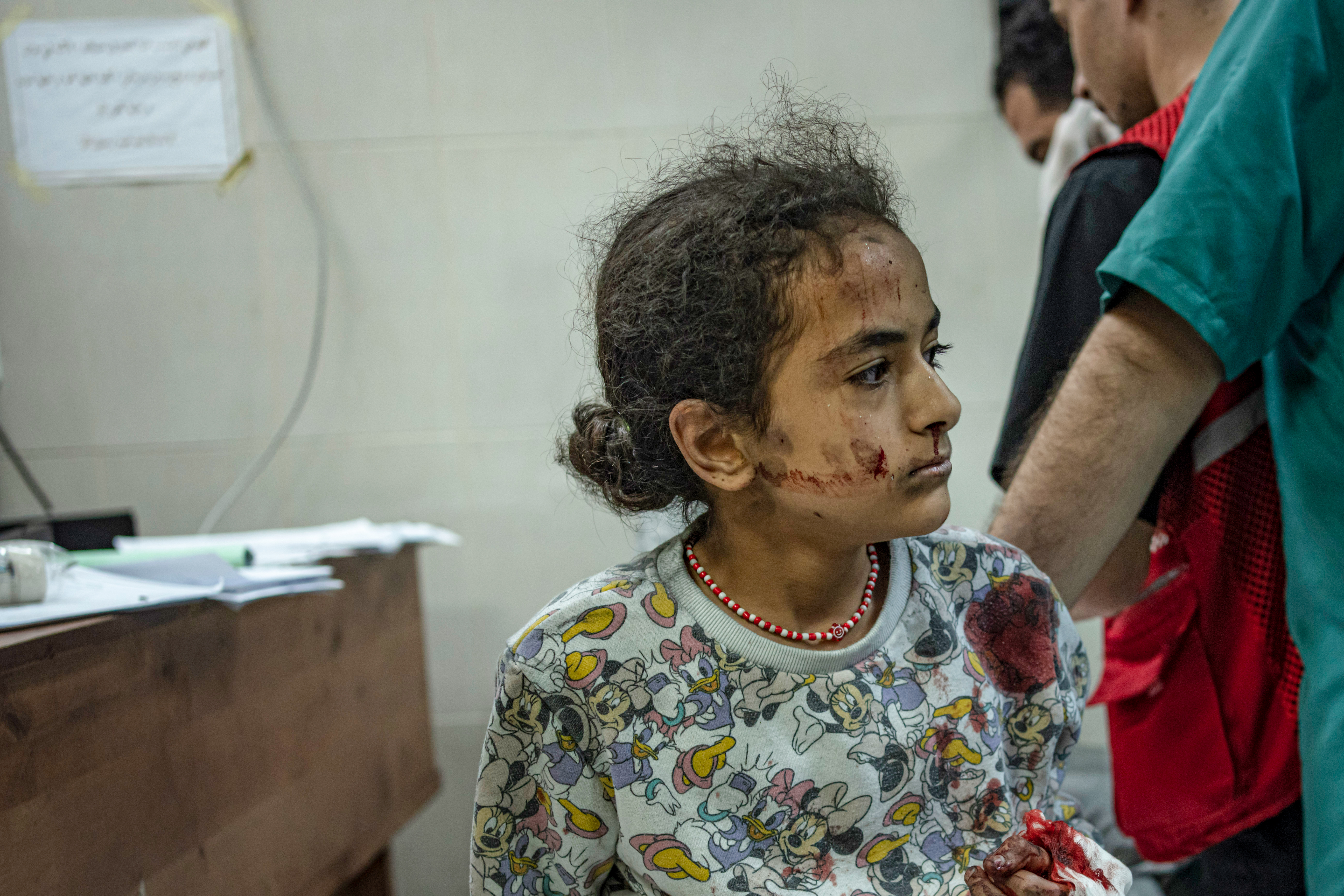 A Palestinian wounded in Israeli bombardment of the Gaza