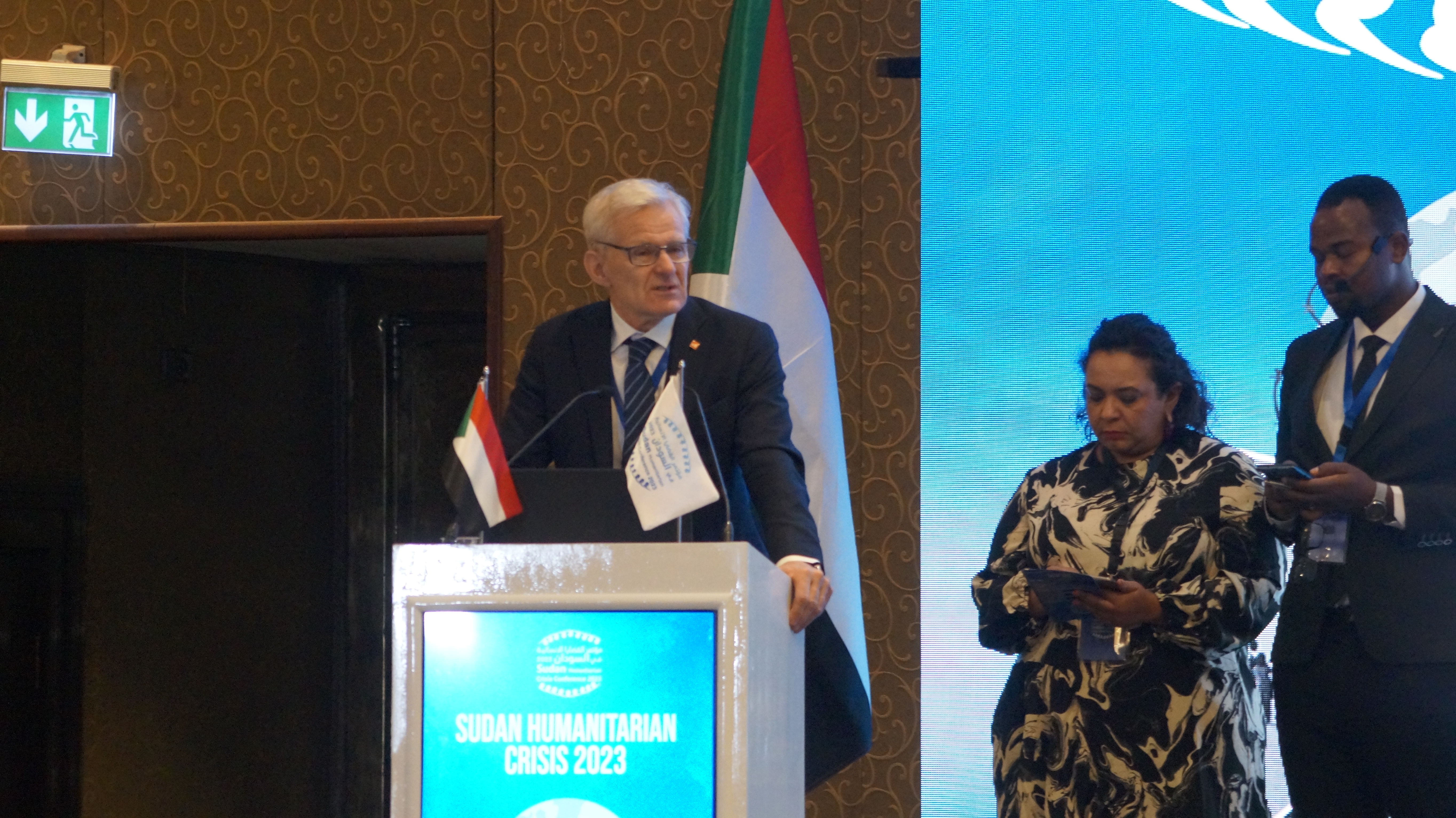 NRC’s Jan Egeland speaks at the Sudan Humanitarian Crisis Conference, on November 20, 2023