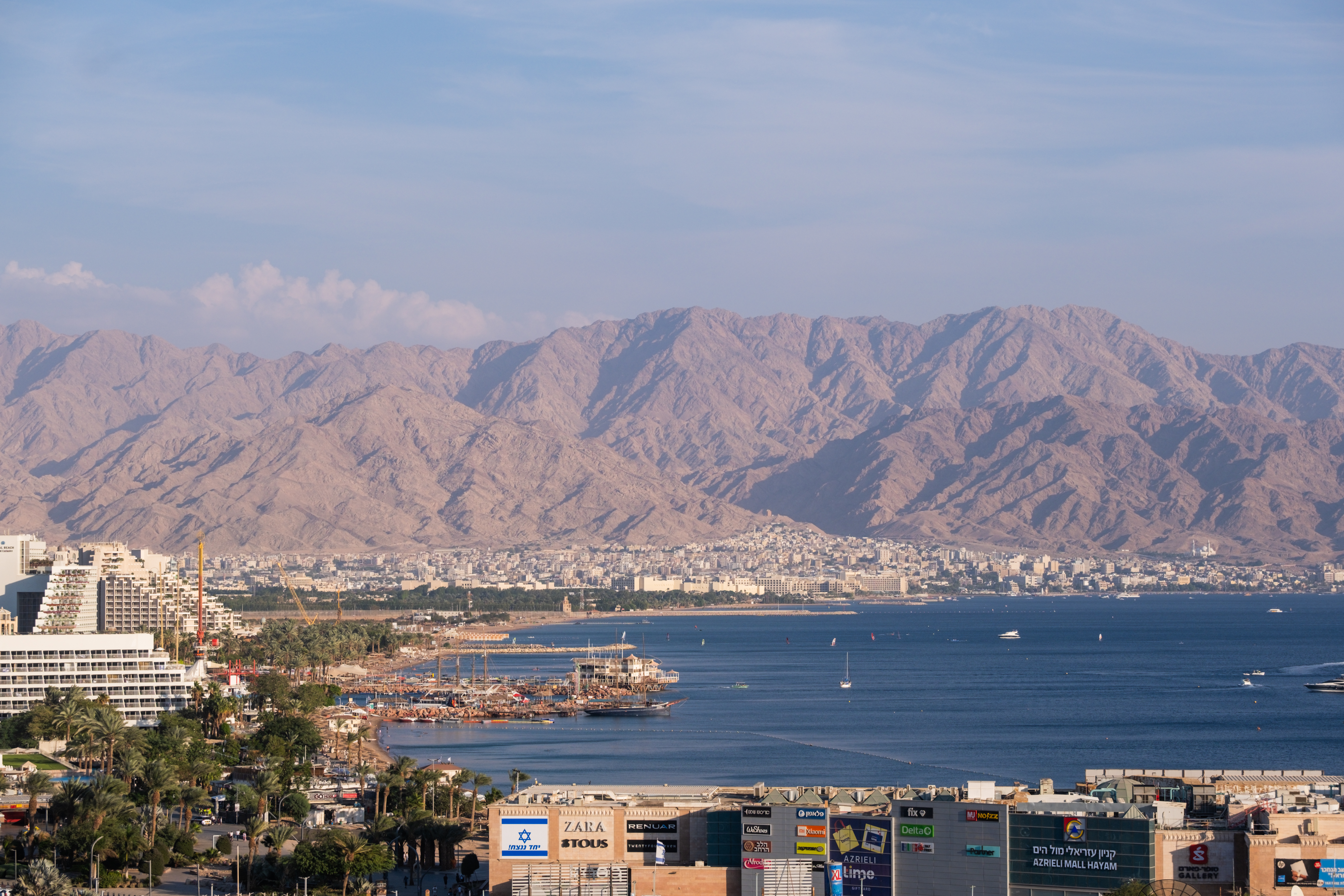 Jordan’s hills are visible from Eilat, on November 4, 2023
