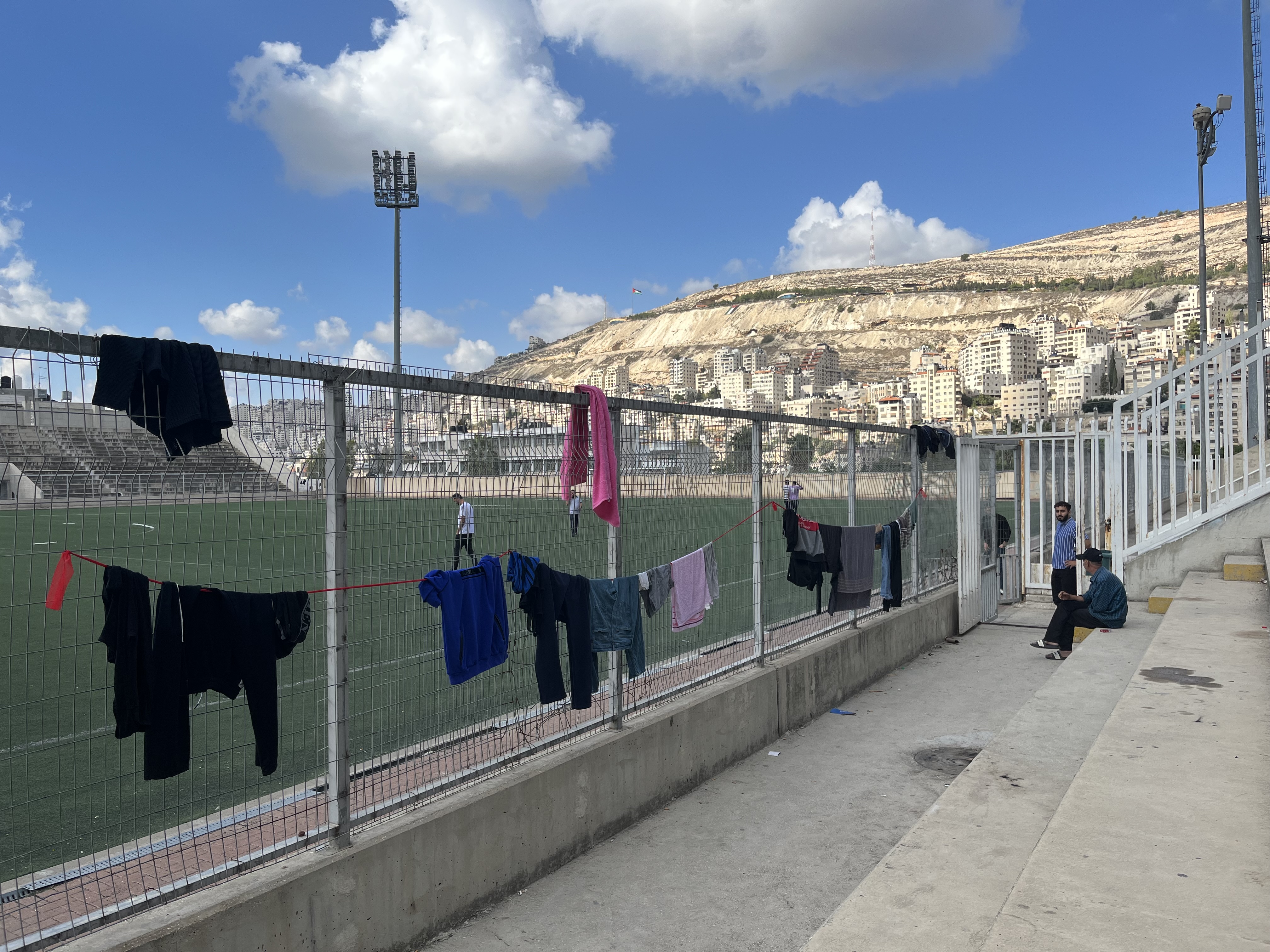Workers from Gaza have been stranded at this camp, set up in Nablus city’s stadium