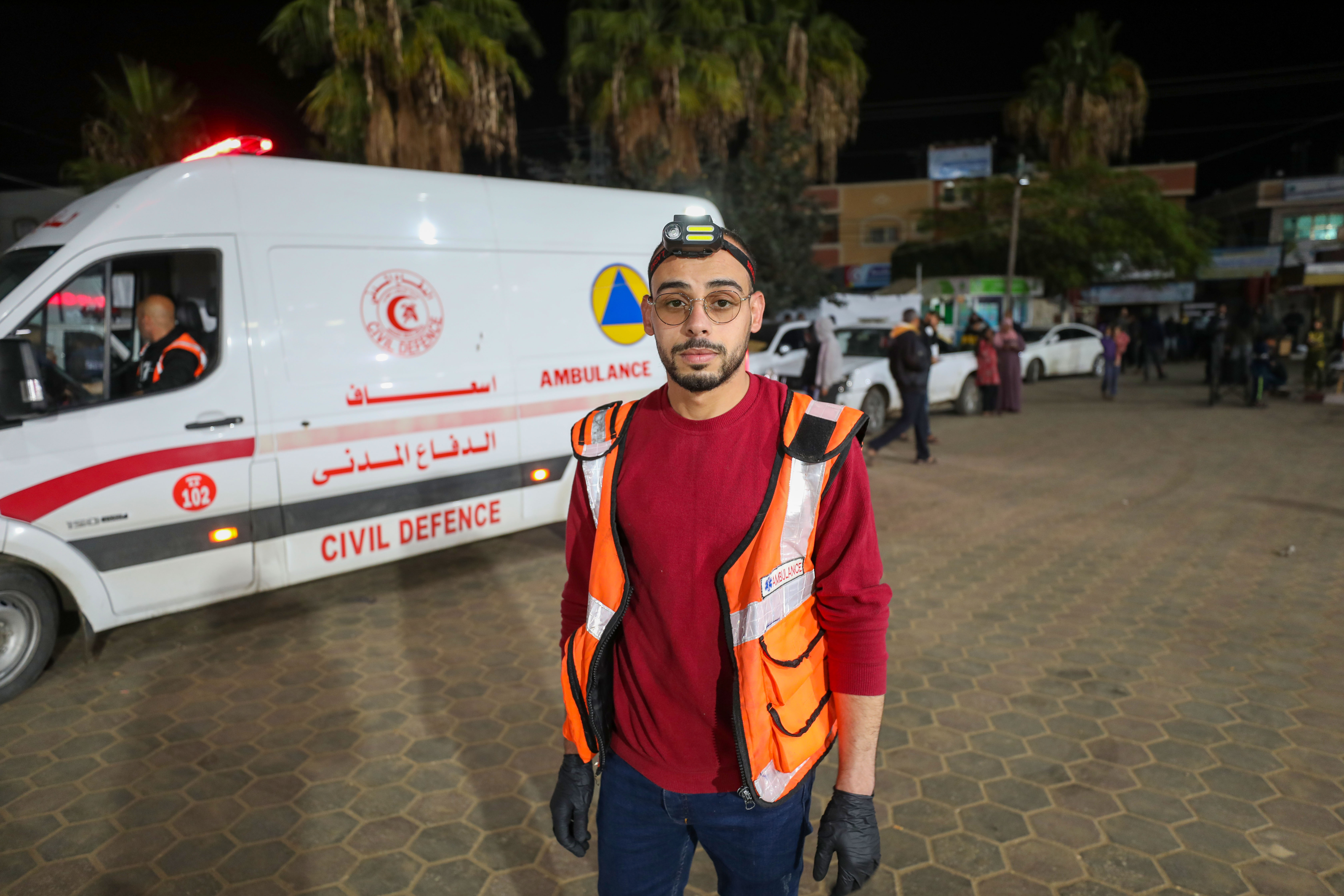 Civil defence teams lack adequate equipment, volunteer medic Hatem Abu Taqeyeh, 30, said