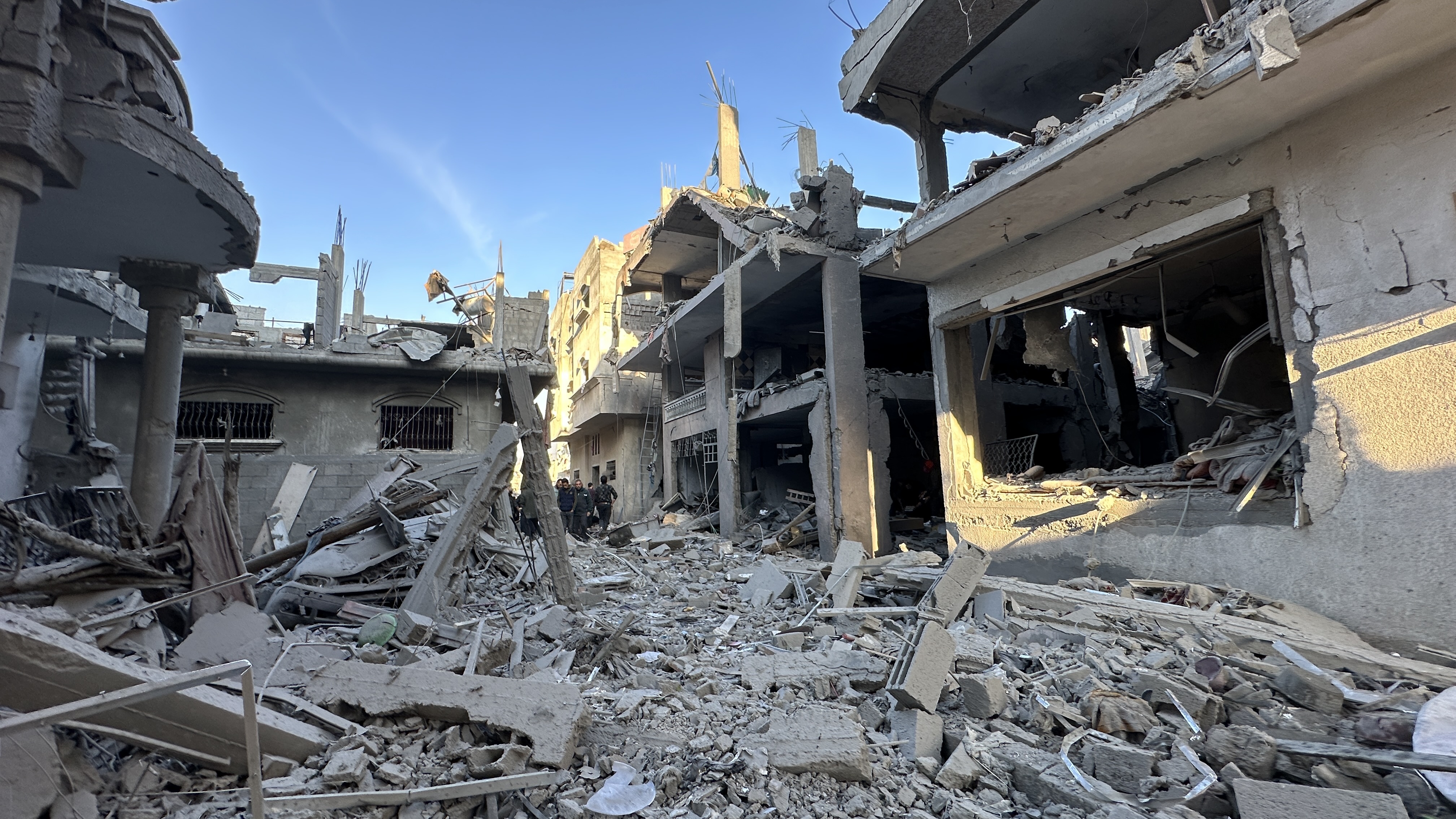 A general view of the destroyed buildings following Israeli attacks hit Jabalia Camp in Jabalia
