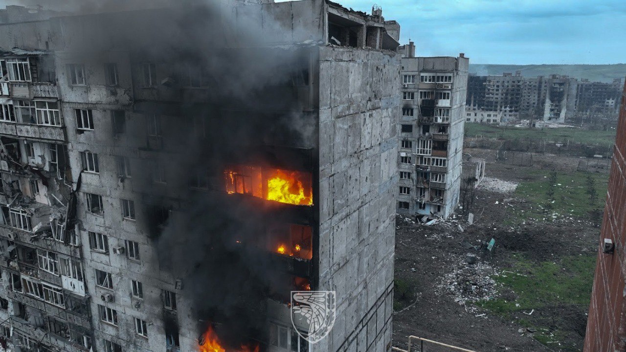 Destroyed buildings in Bakhmut, in eastern Ukraine, are shown on May 23, 2023, when Wagner mercenaries took over the town. In the months following, Ukraine has retaken key positions around it
