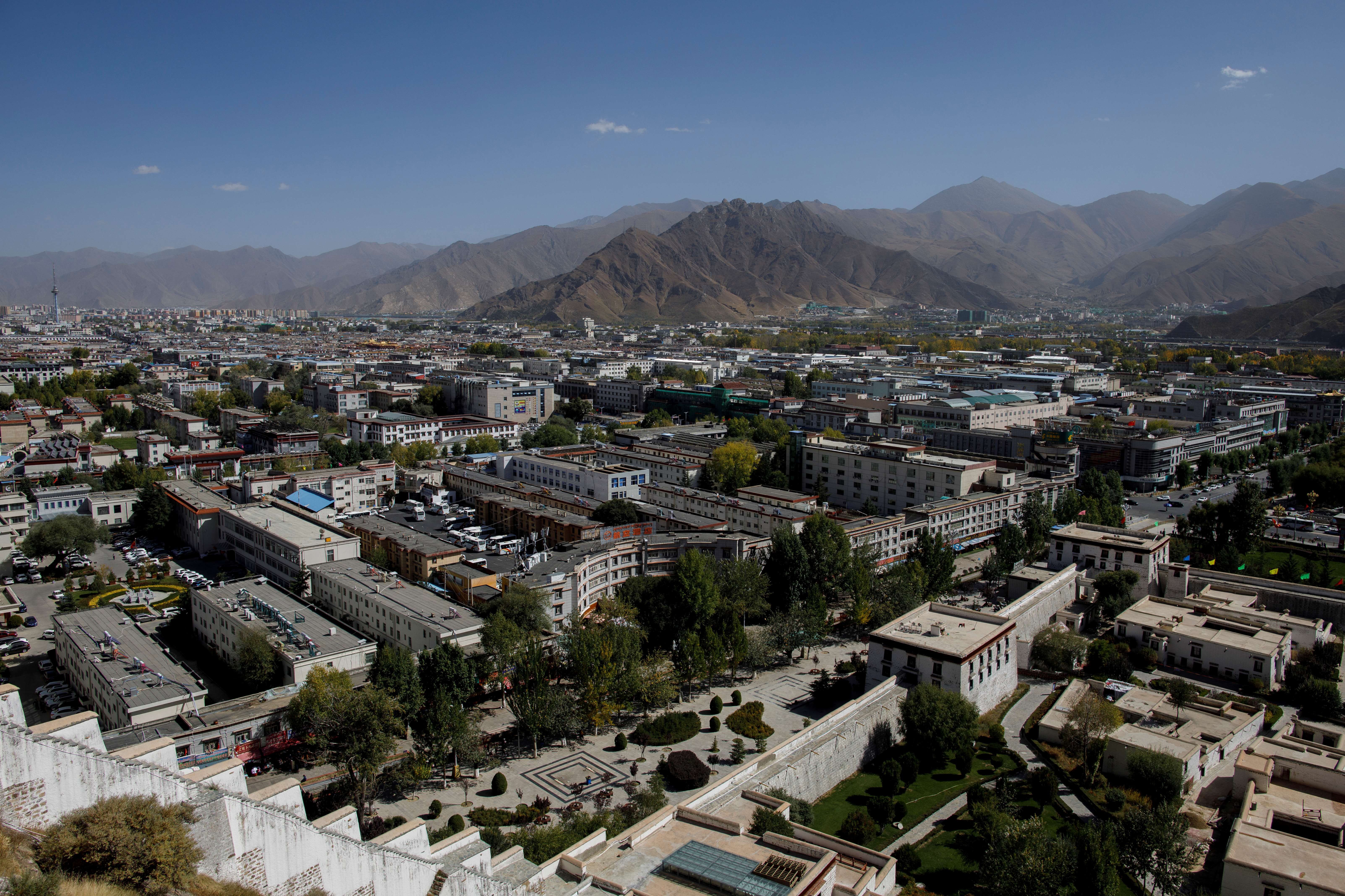 An overview shows Lhasa from Potala Palace, during a government-organised tour of the Tibet Autonomous Region, China, October 15, 2020. Picture taken October 15, 2020. REUTERS/Thomas Peter