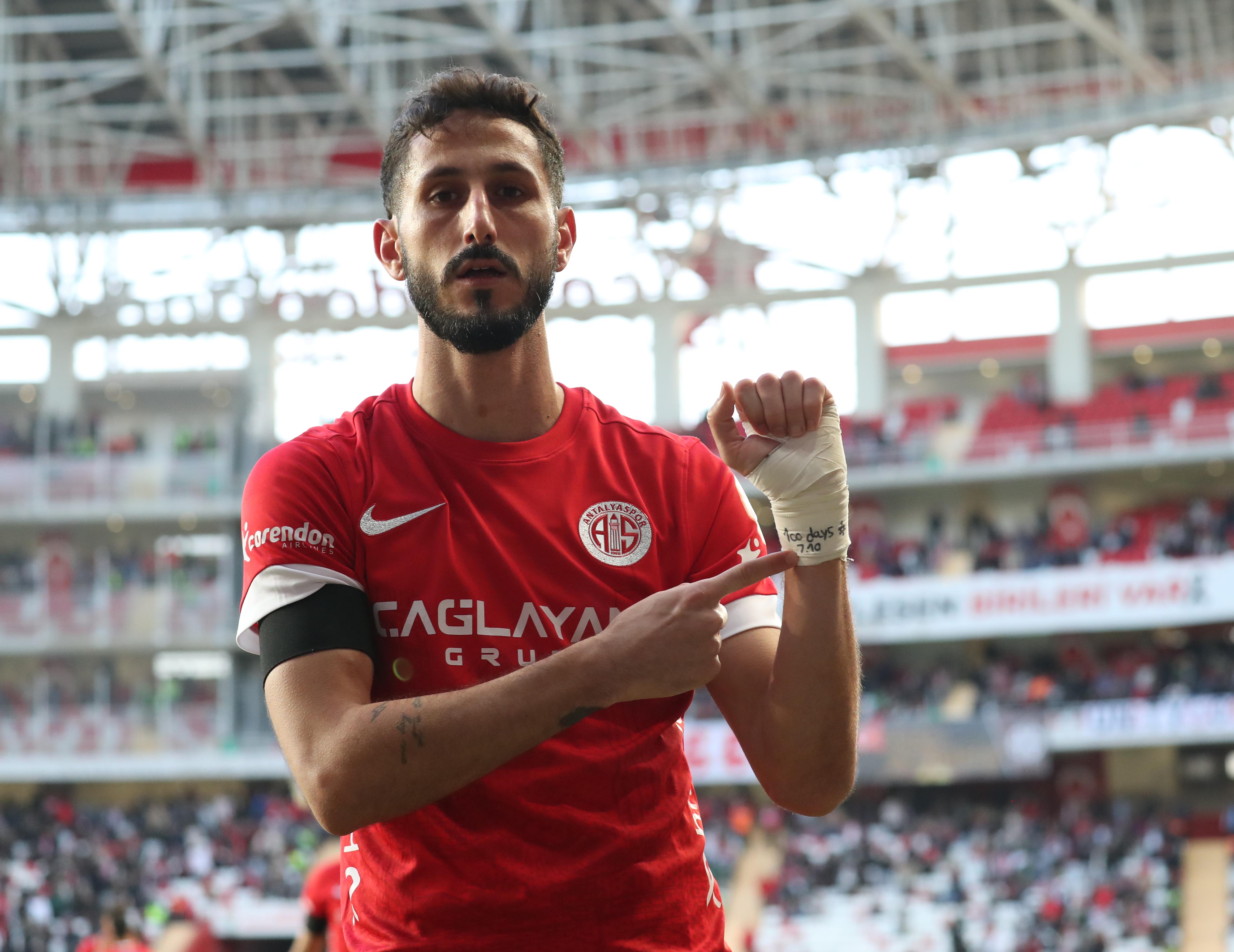 Israeli football player Sagiv Jehezkel makes a gesture