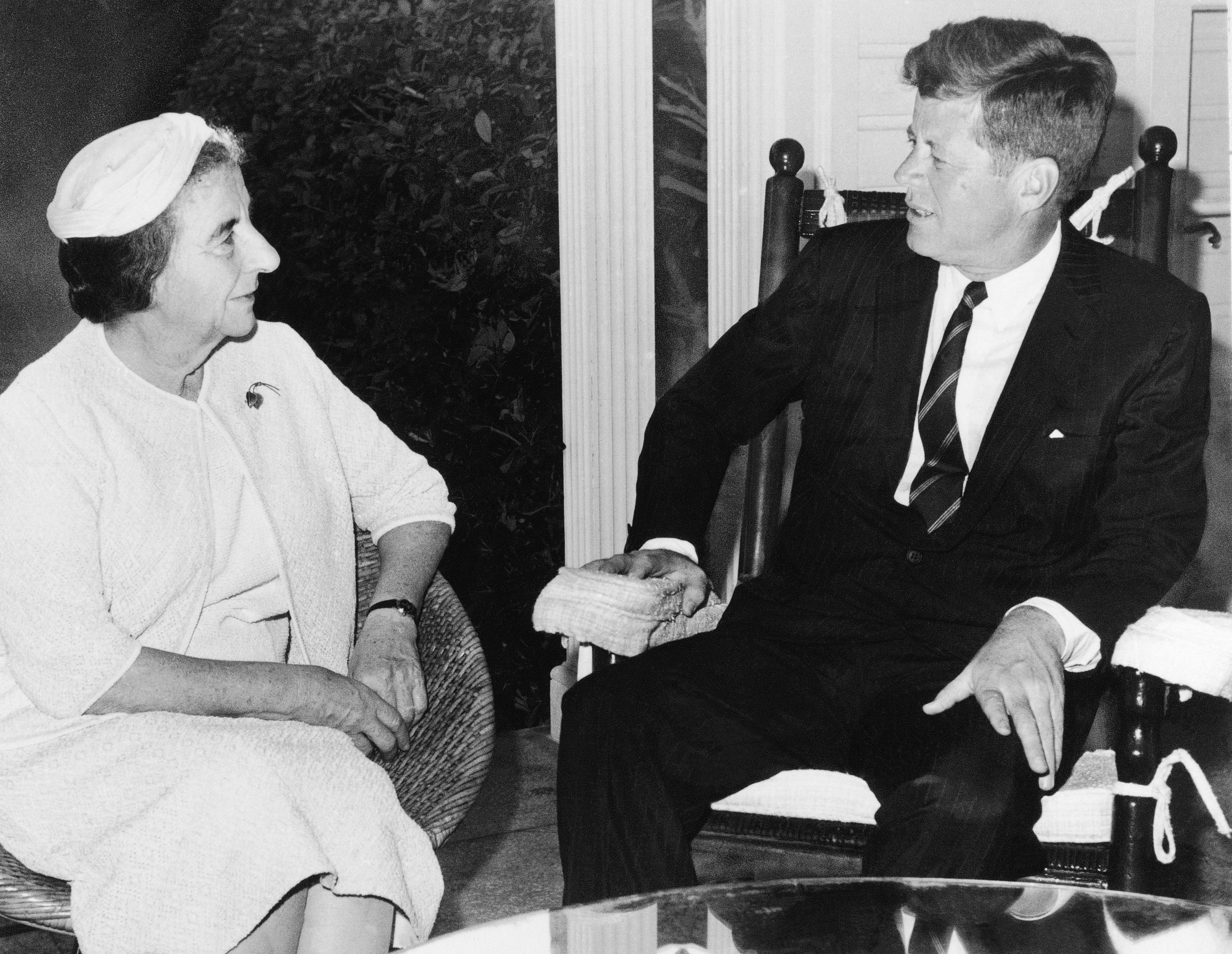 Golda Meir, Israel's then-foreign minister, meets with US President John F Kennedy at the White House in 1962 [AP]