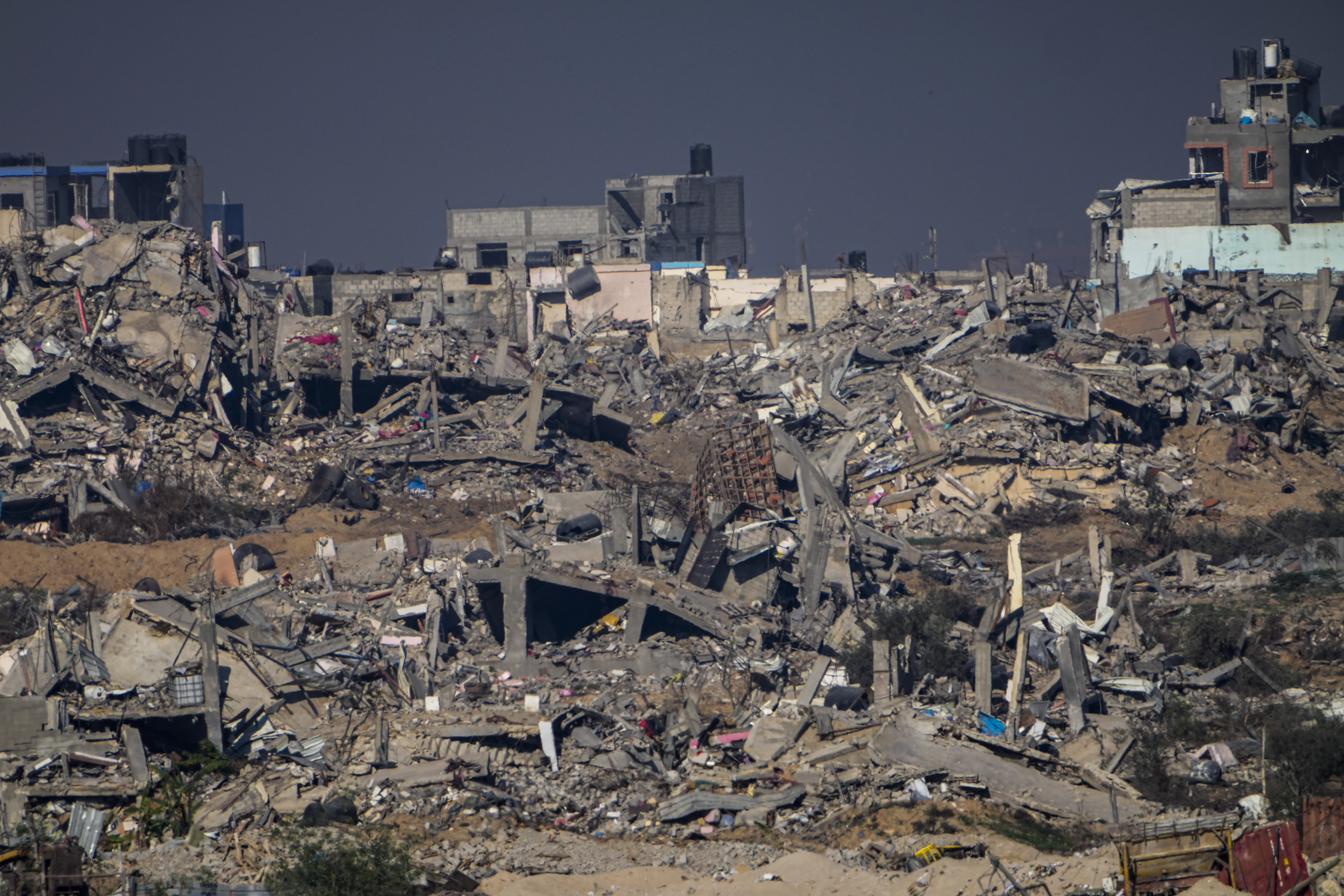 Destroyed buildings in the Gaza Strip, as seen from southern Israel, December 29, 2023