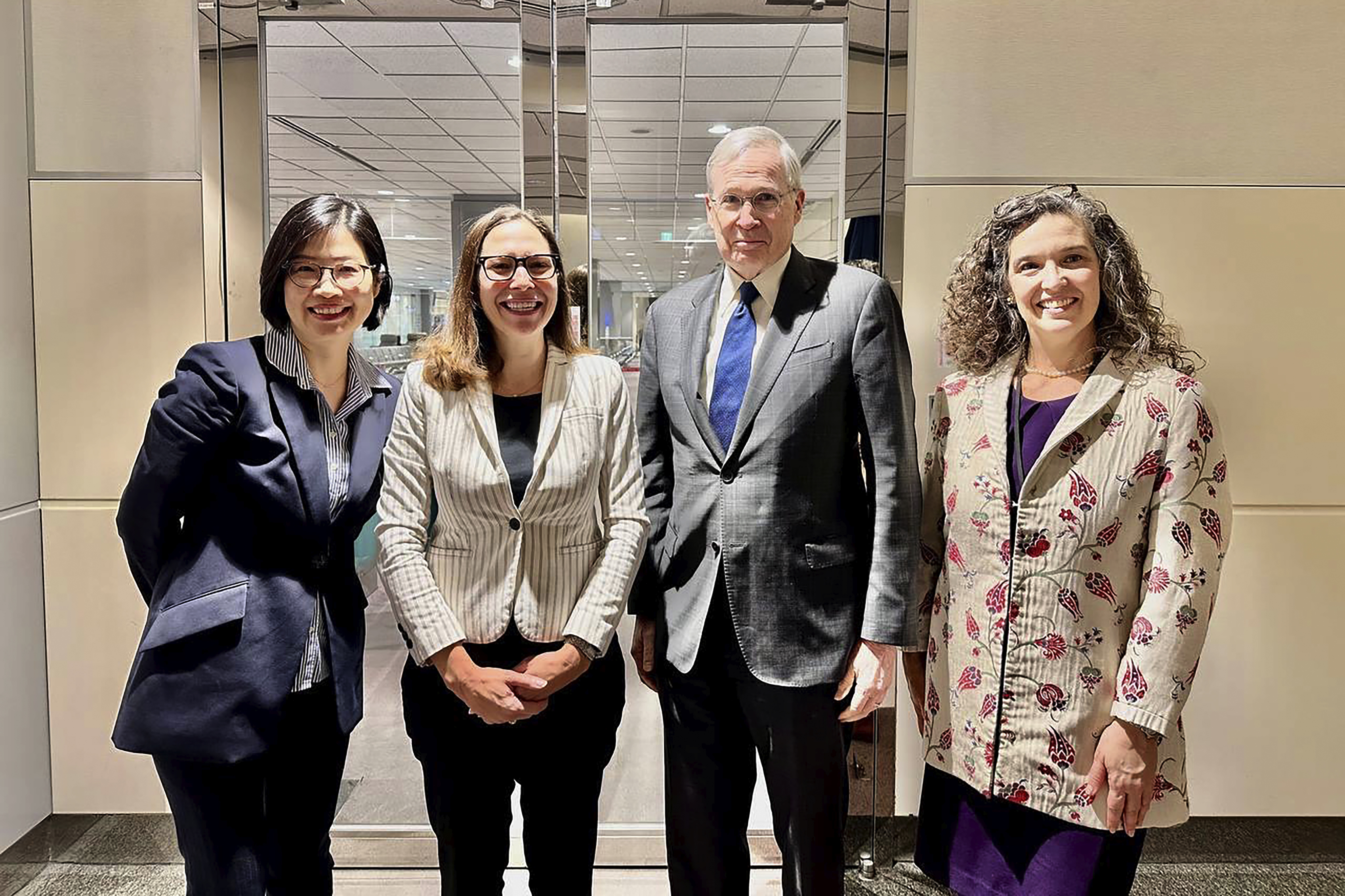The unofficial US delegation at Taiwan’s Ministry of Foreign Affairs [Taiwan Ministry of Foreign Affairs via AP]
