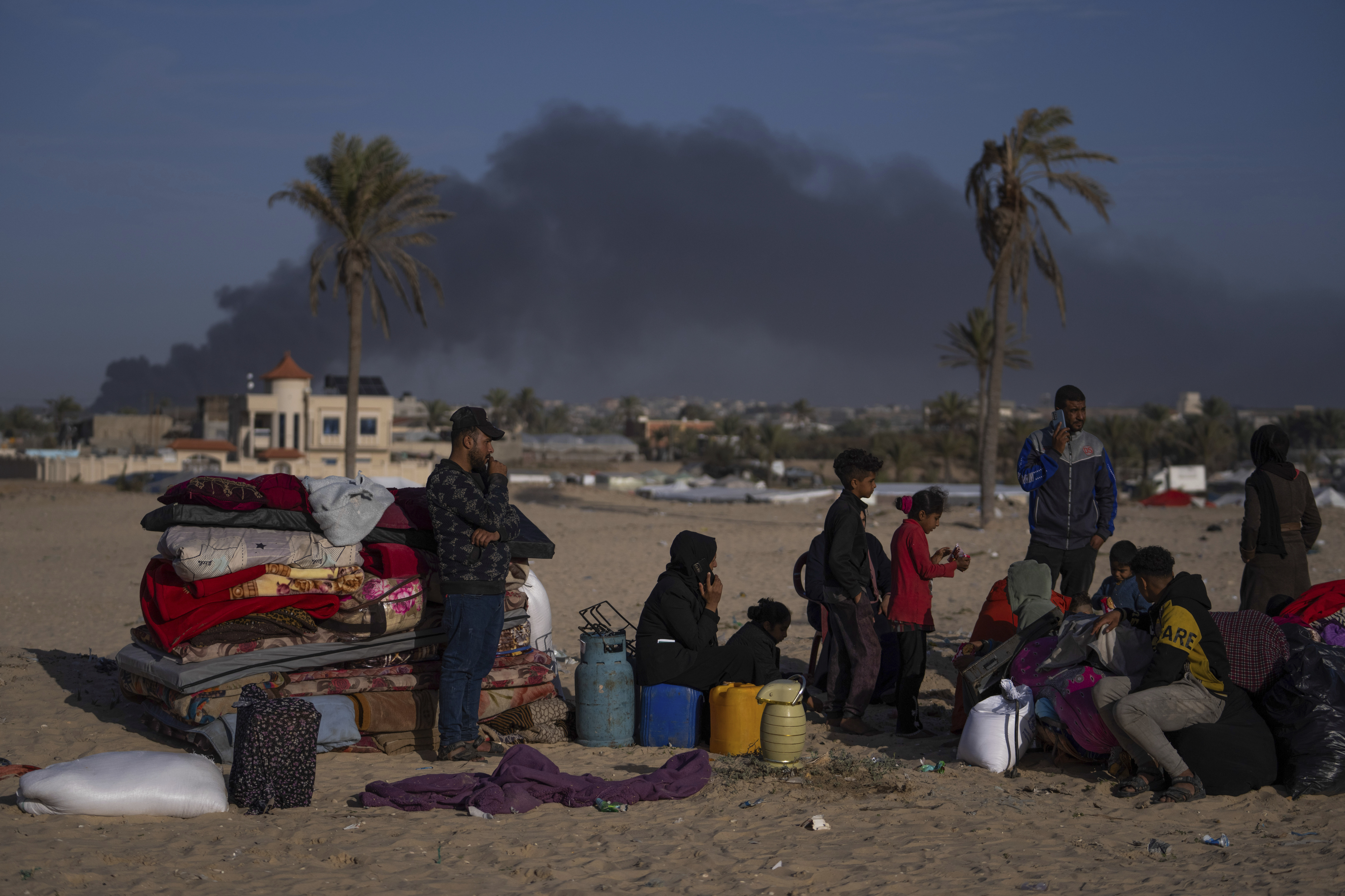 Palestinians fleeing from Khan Younis, where Israel has focused its operations in recent days, arrive in Rafah, southern Gaza, on Monday, January 22, 2024