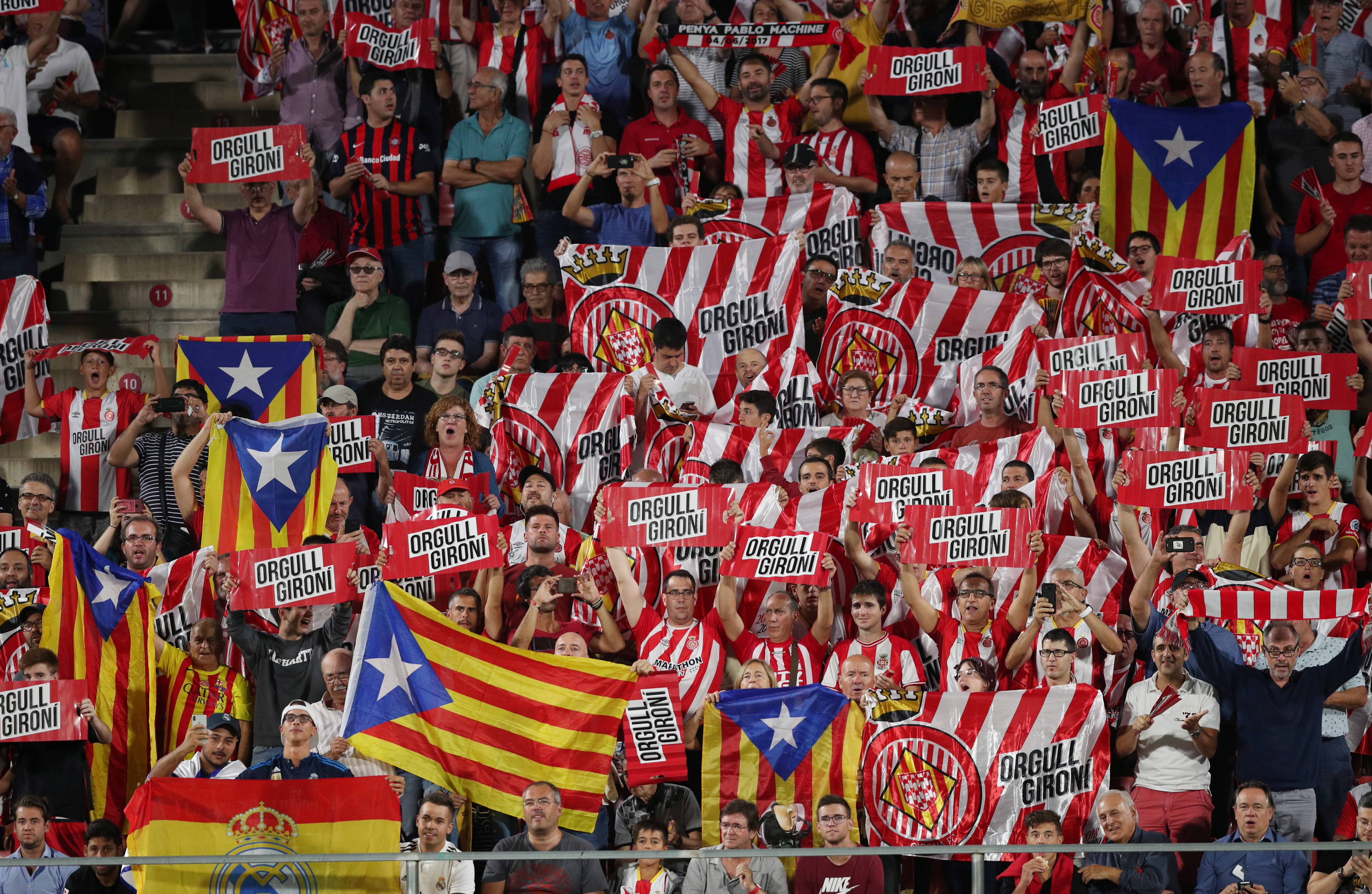 Soccer Football - La Liga Santander - Girona v Real Madrid - Montilivi, Girona, Spain - August 26, 2018 Fans during the match REUTERS/Albert Gea