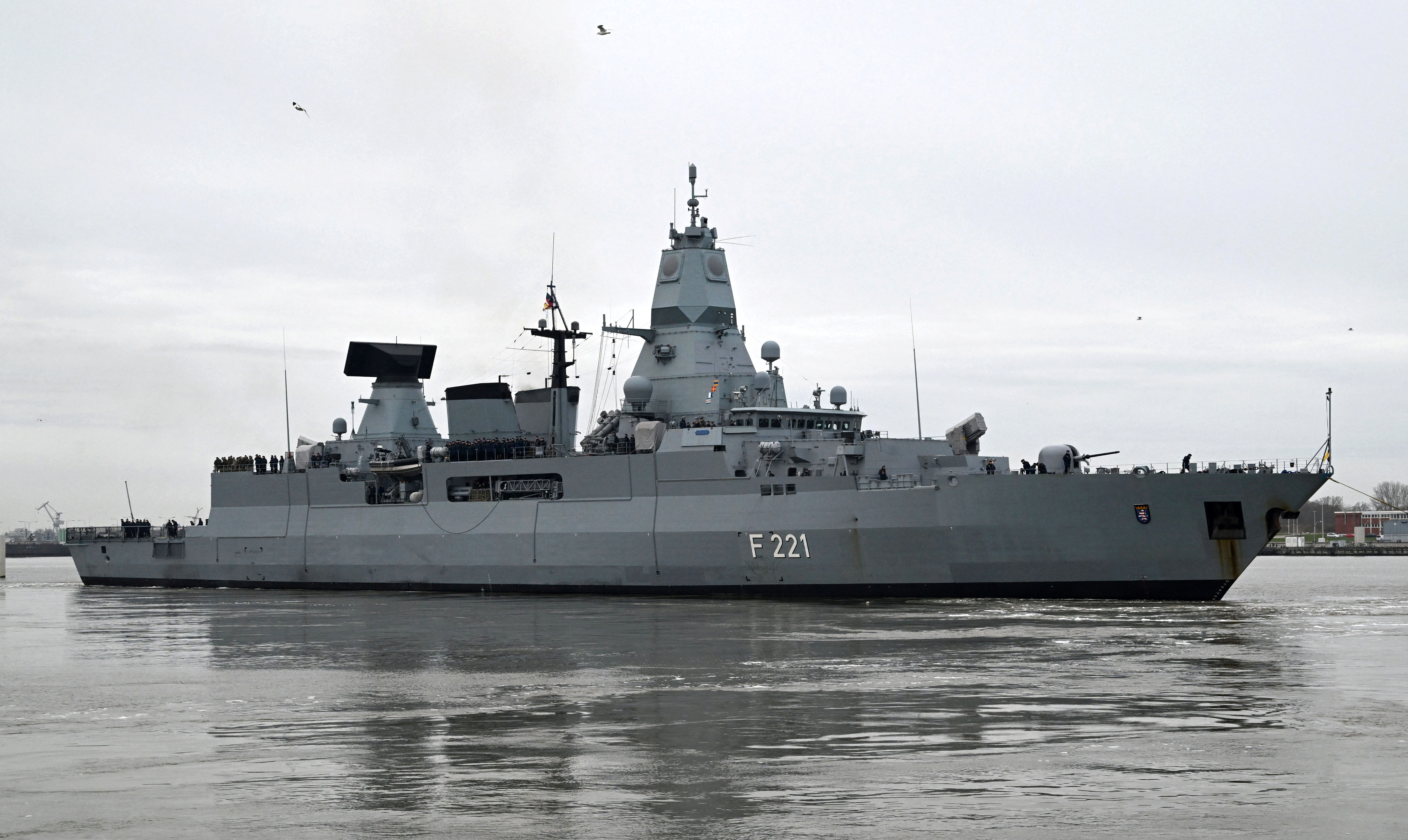 Frigate "Hessen" is sent off to the Red Sea from Wilhelmshaven, Germany