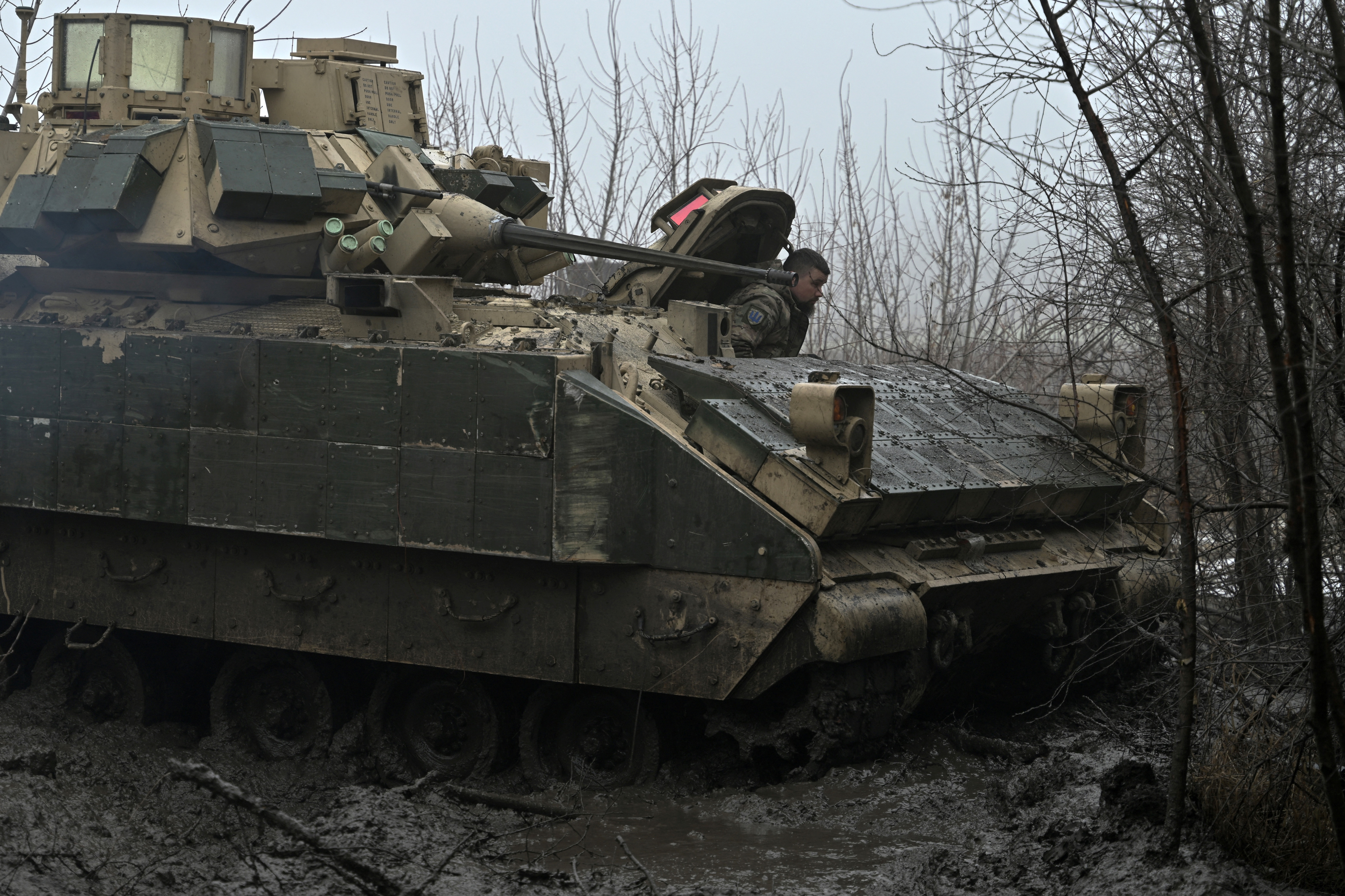 A Ukrainian serviceman of the 47th Mechanized Brigade
