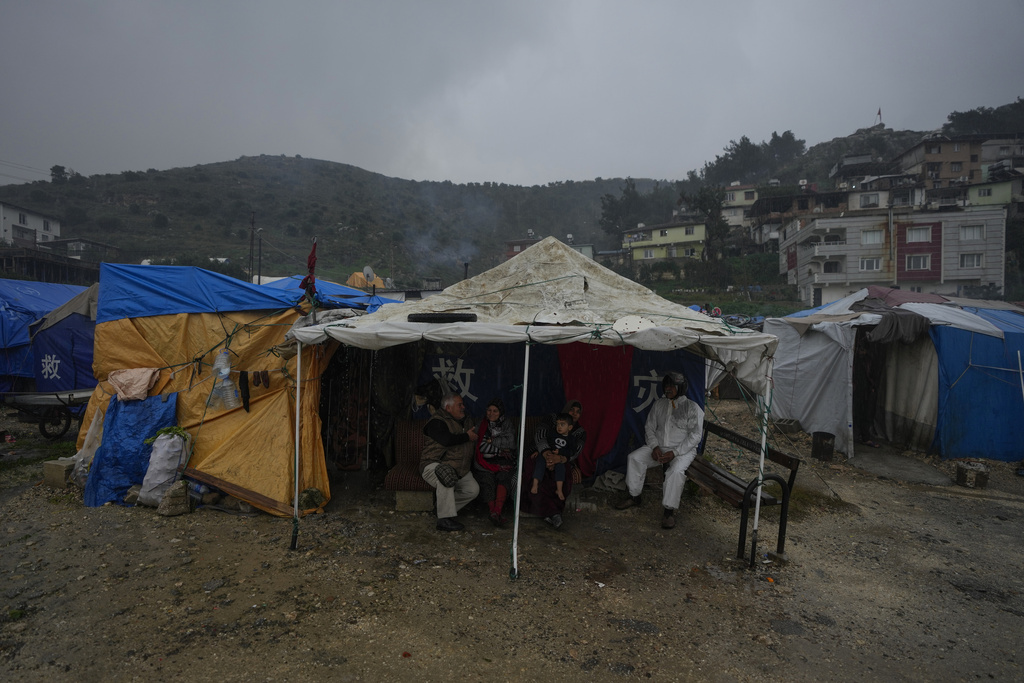 People whose homes were destroyed during the earthquake live in tents in Antakya, southern Turkey, January 12, 2024