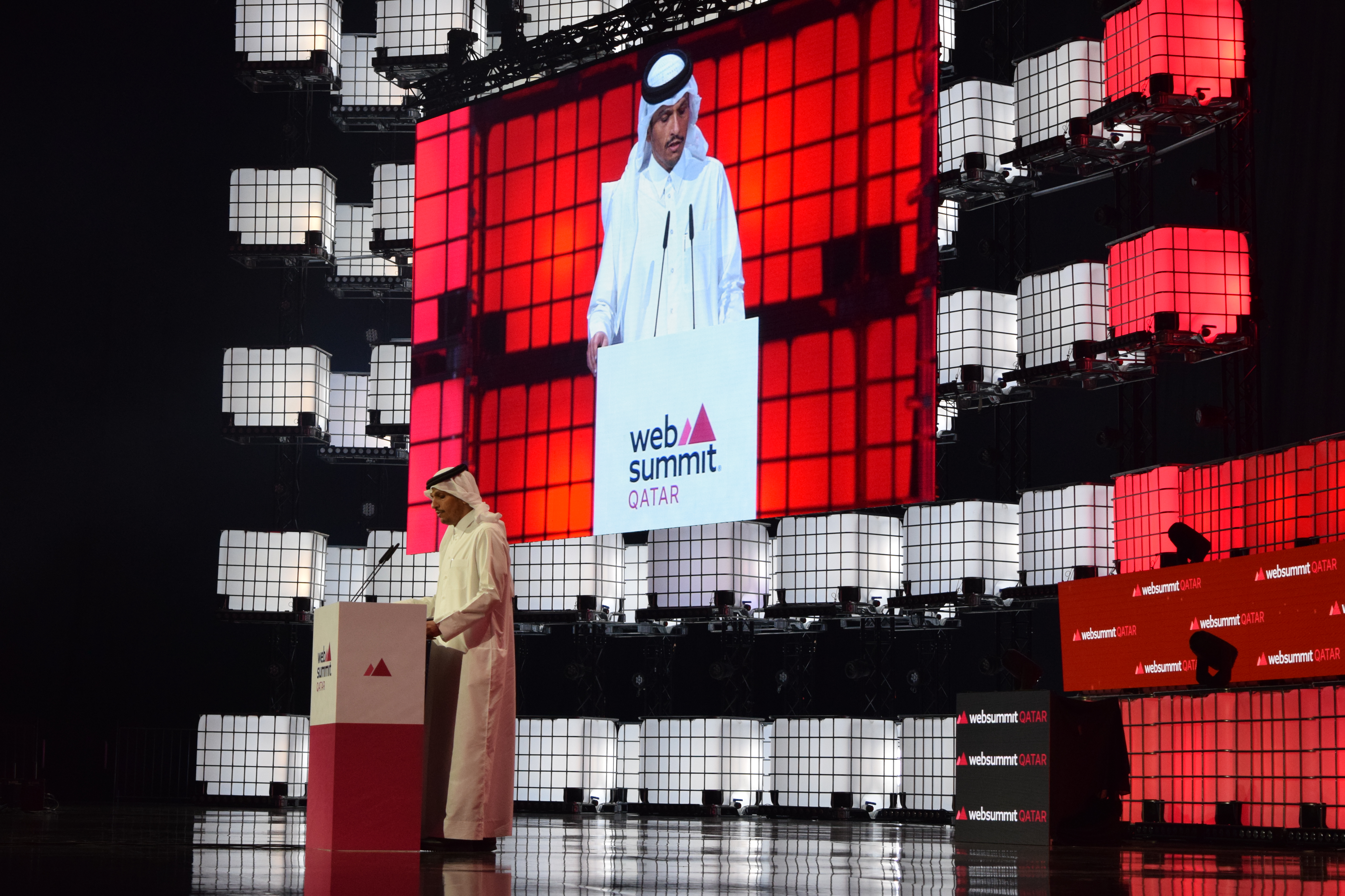 Qatar’s prime minister, Sheikh Mohammed bin Abdulrahman bin Jassim Al Thani, at Web Summit in Doha, Qatar