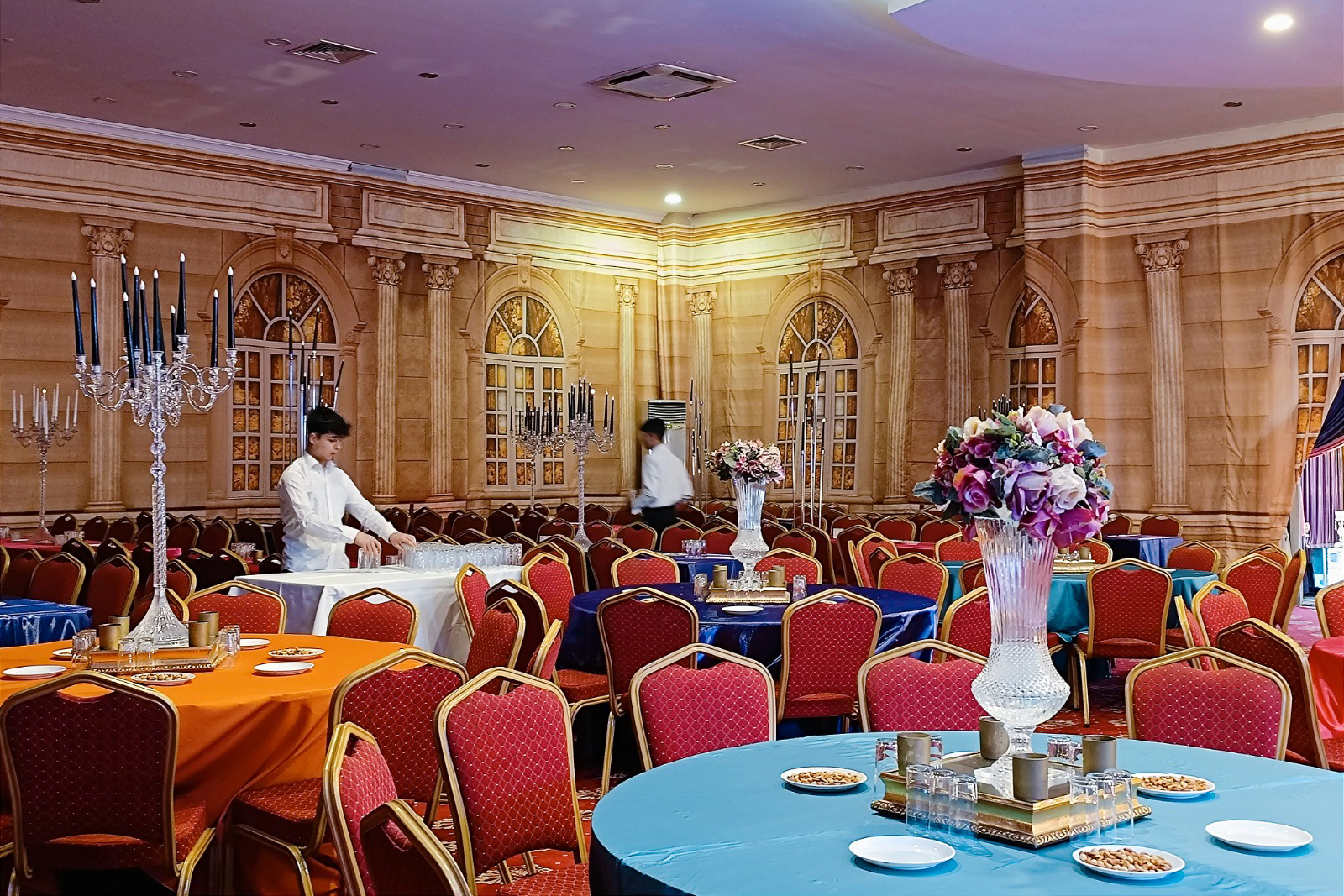 A Sato wedding hall being put together for a celebration
