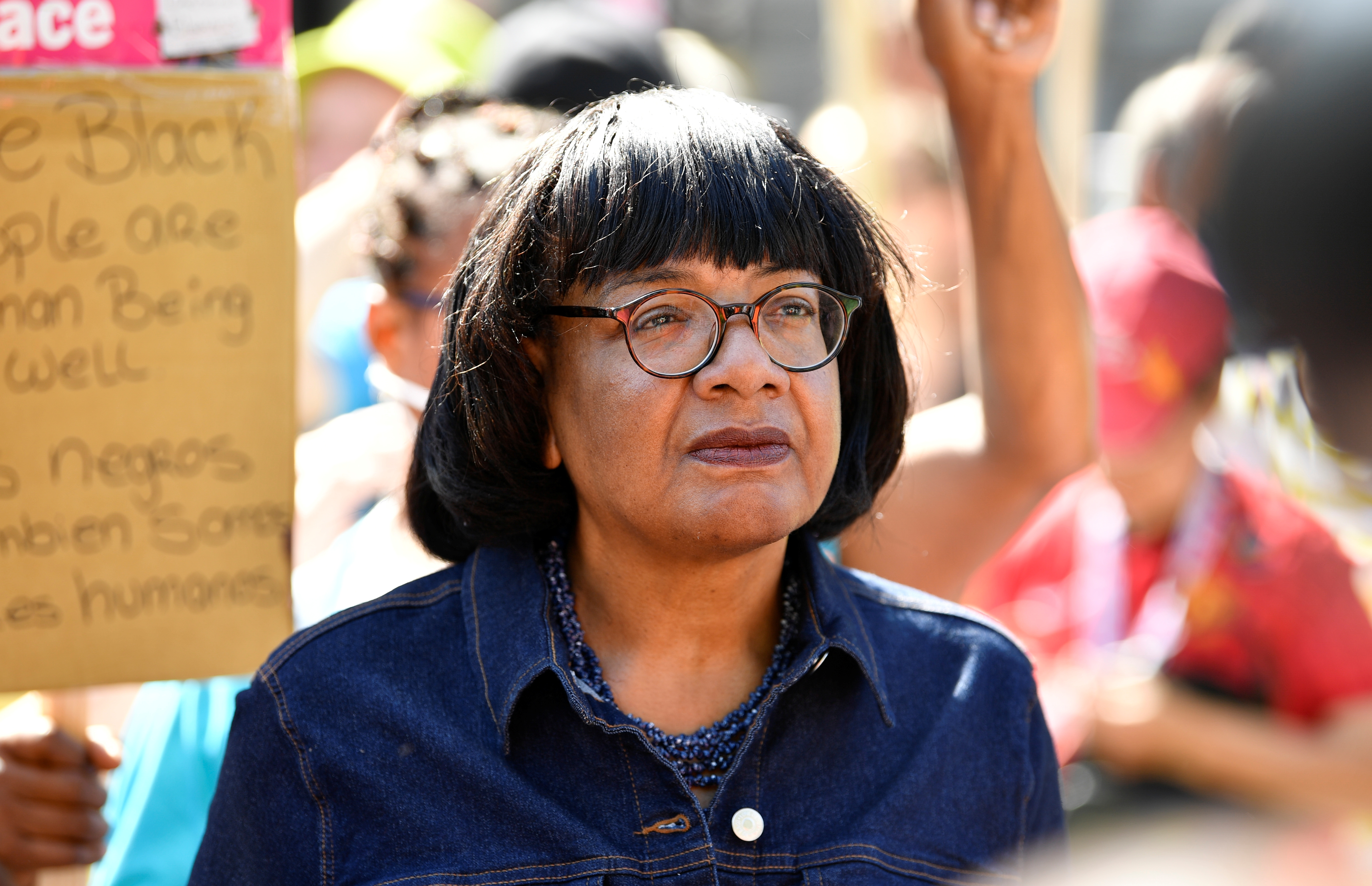 British Labour MP Diane Abbott takes part in a demonstration against racism outside Downing Street in London, Britain July 17, 2021. REUTERS/Beresford Hodge