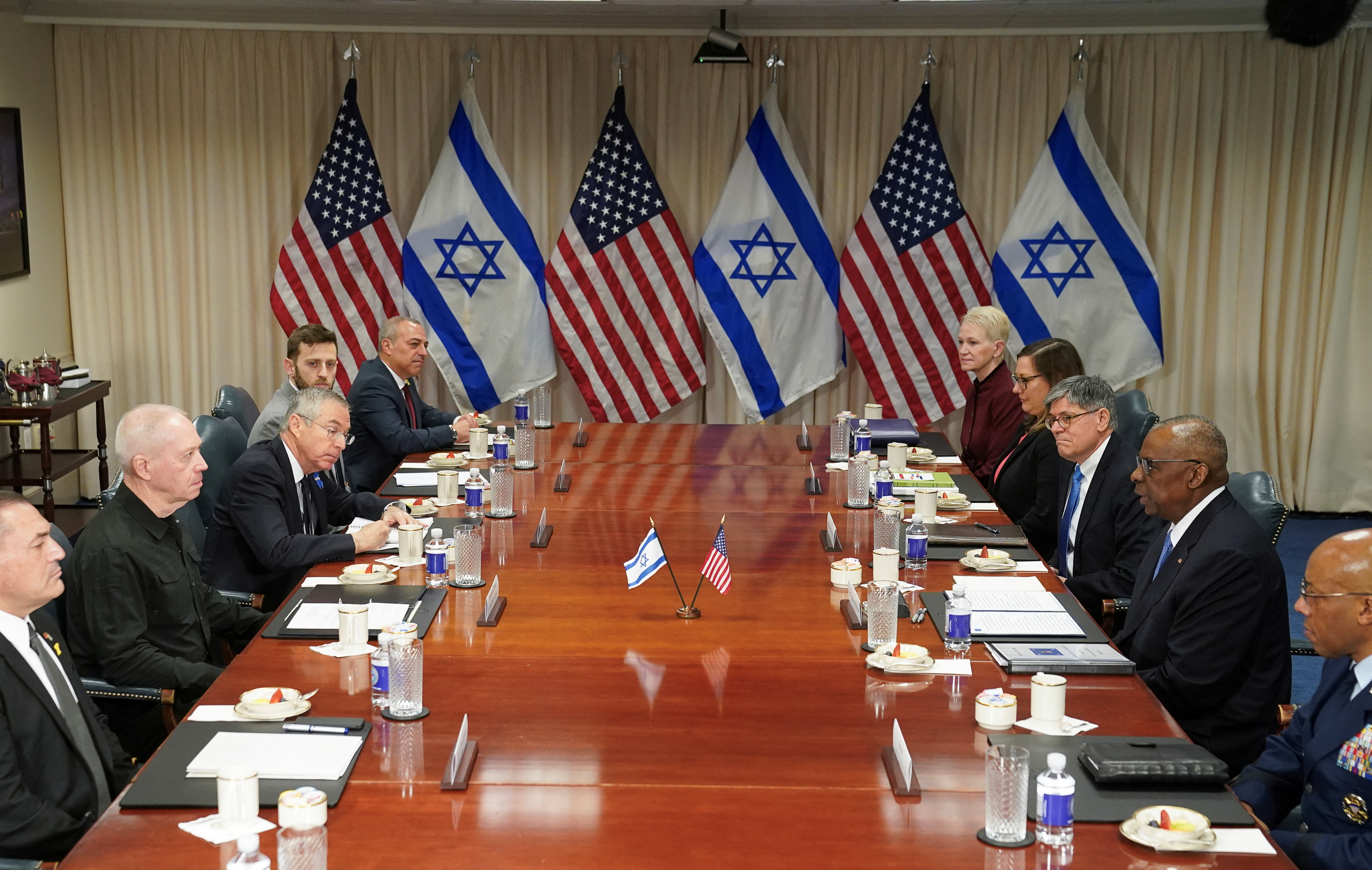 US Secretary of Defense Lloyd Austin meets with Israeli Defence Minister Yoav Gallant at the Pentagon in Washington, DC, March 26