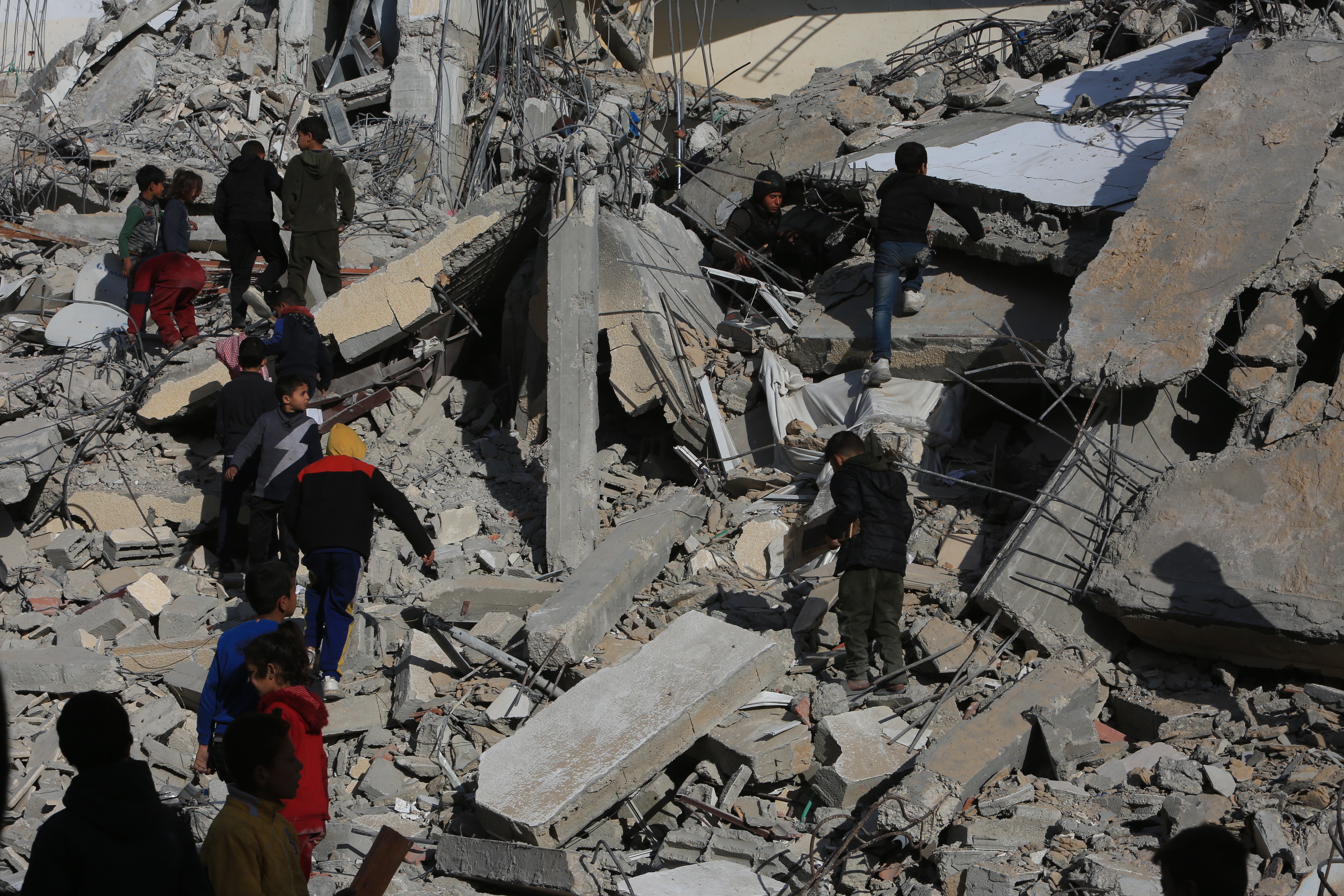 A view of damage after Israel targeted Burj al-Masri building in Rafah, on Sunday