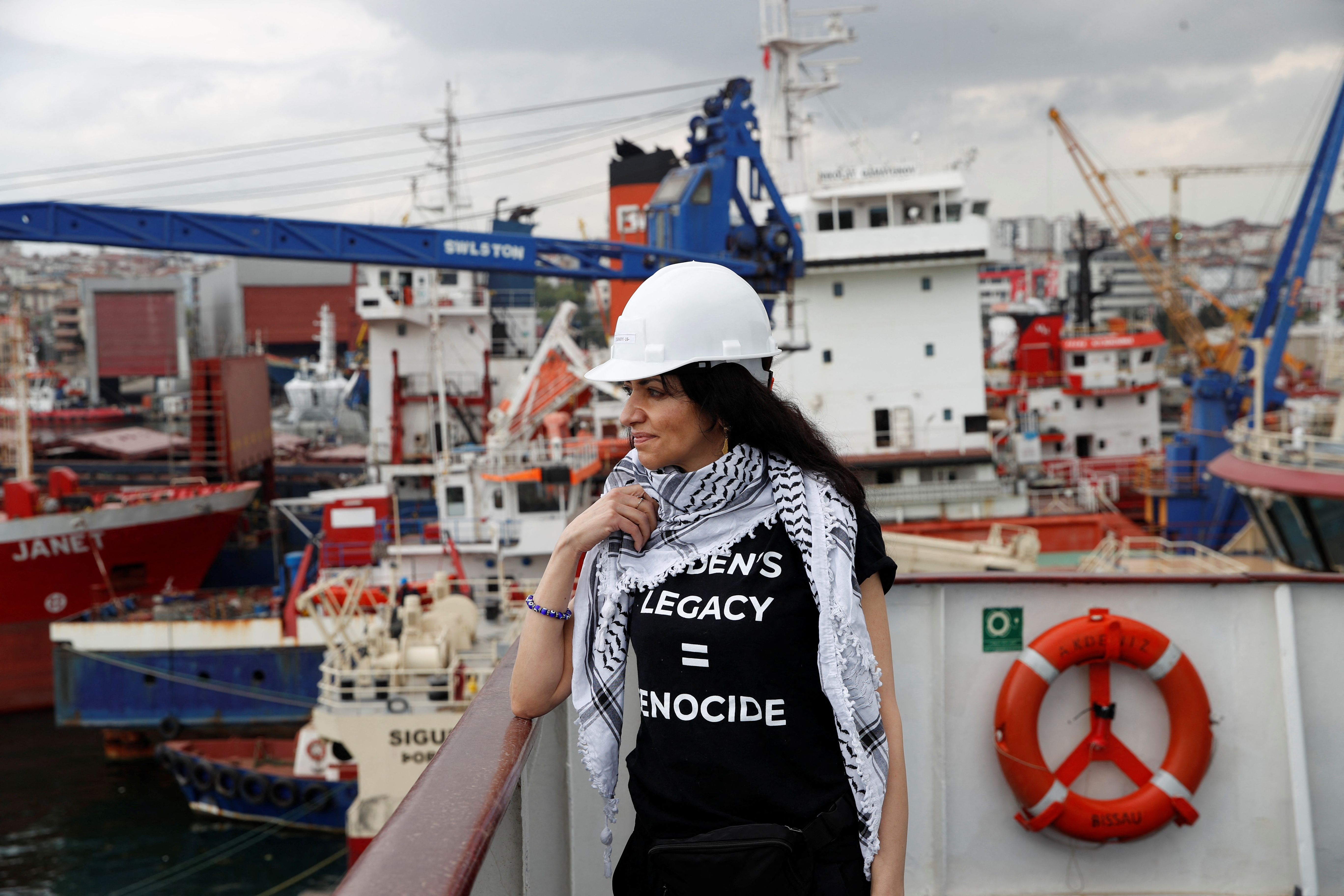 Huwaida Arraf on the Akdeniz in Istanbul, Turkey