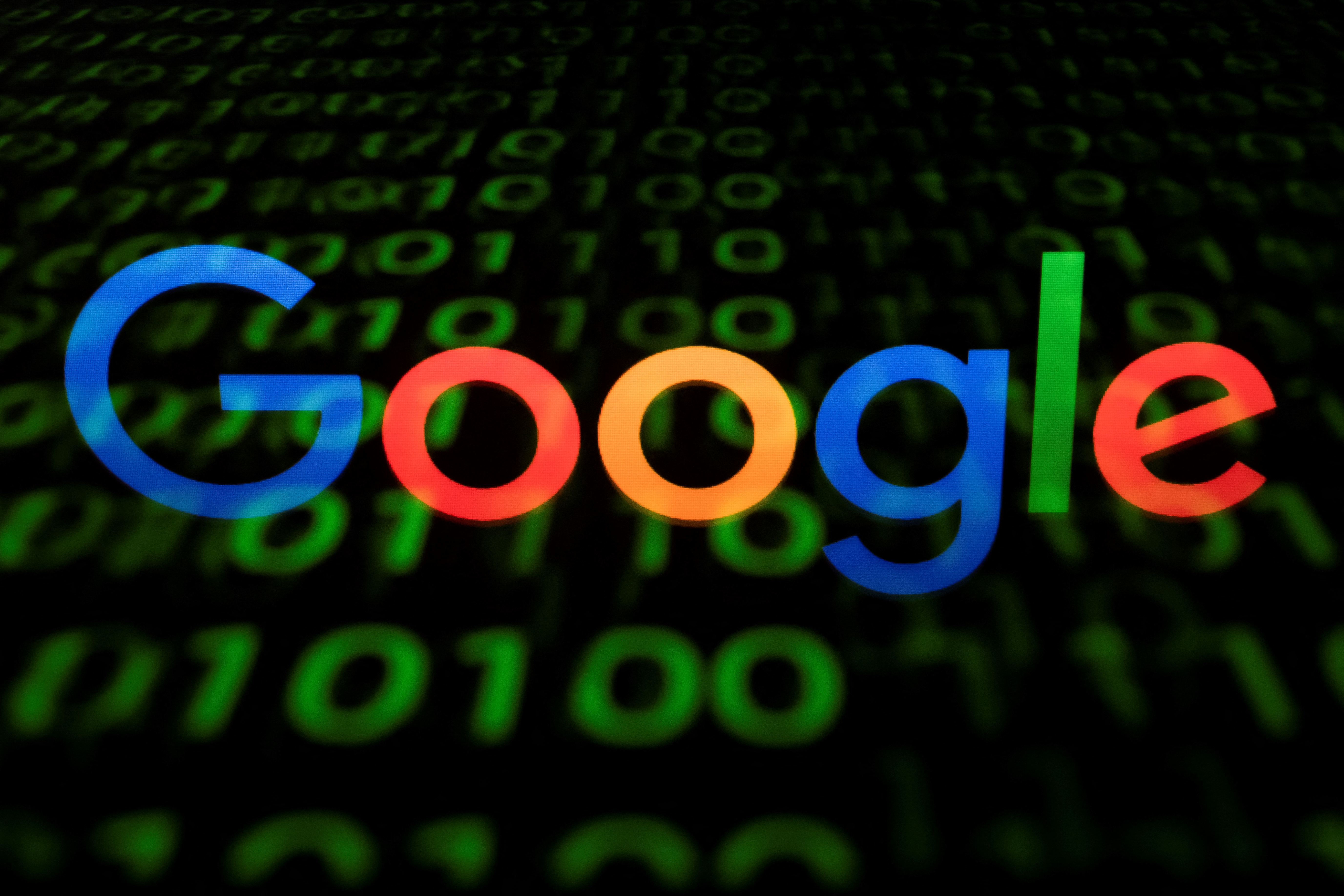 Google logo displayed on a screen.