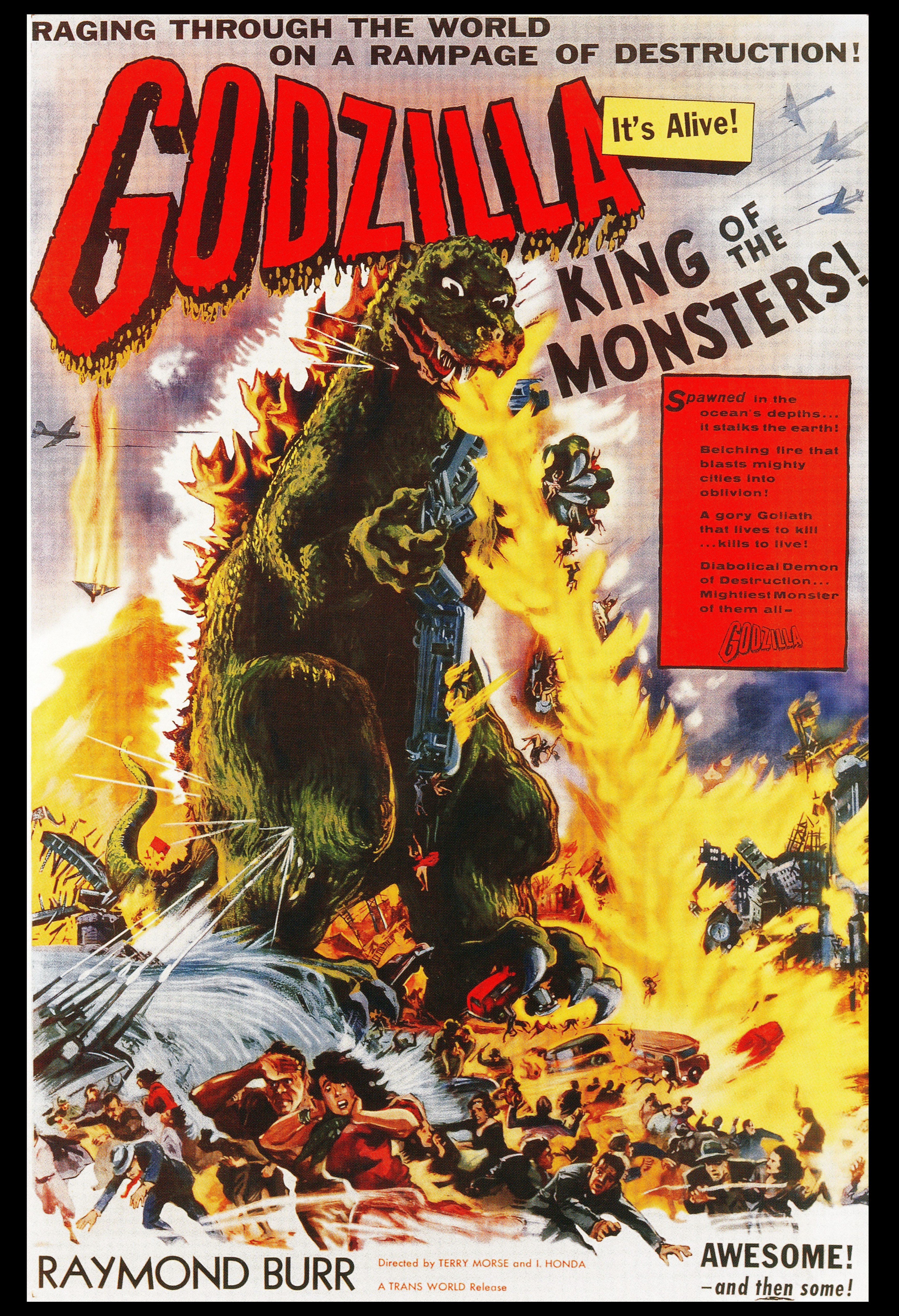 Godzilla starring Raymond Burr was the 1956 Japanese-US, black-and-white science fiction film adapted from the 1954 Japanese movie