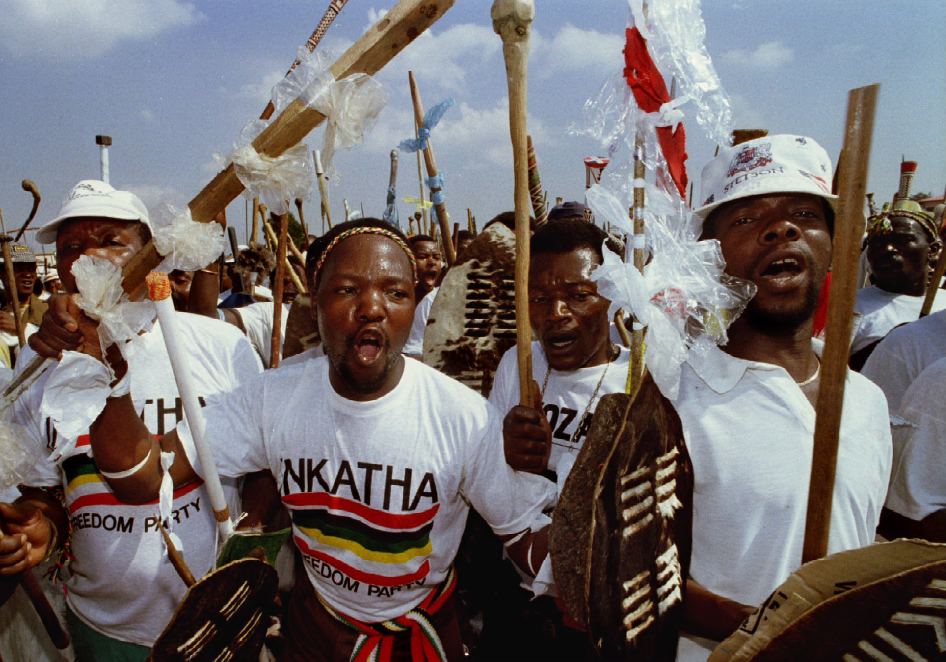 Inkatha Freedom Party supporters ahead of South Africa’s first democratic elections in 1993 [Reuters]