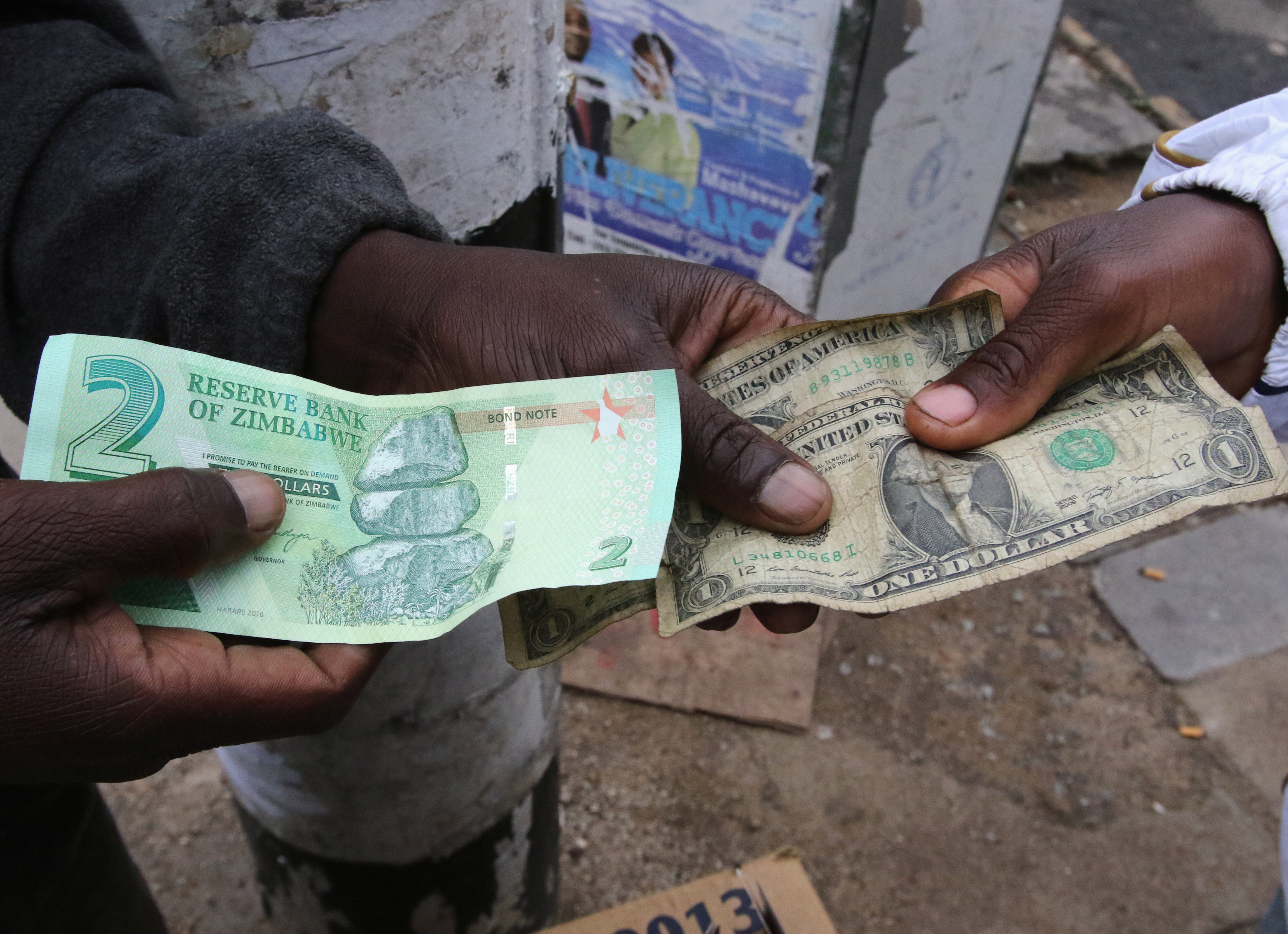 Illegal money changers in Harare, Zimbabwe