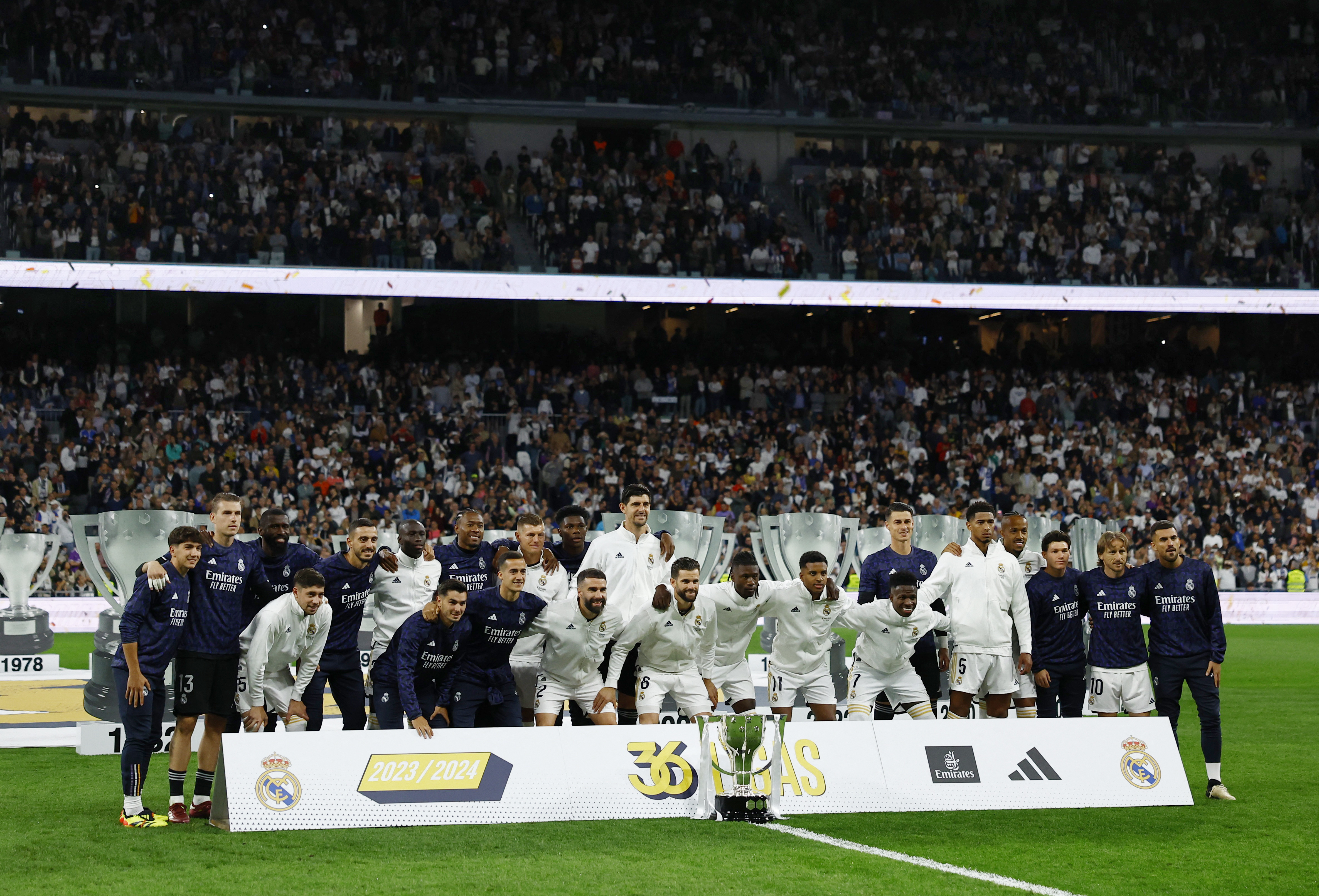 Real Madrid with the La Liga trophy
