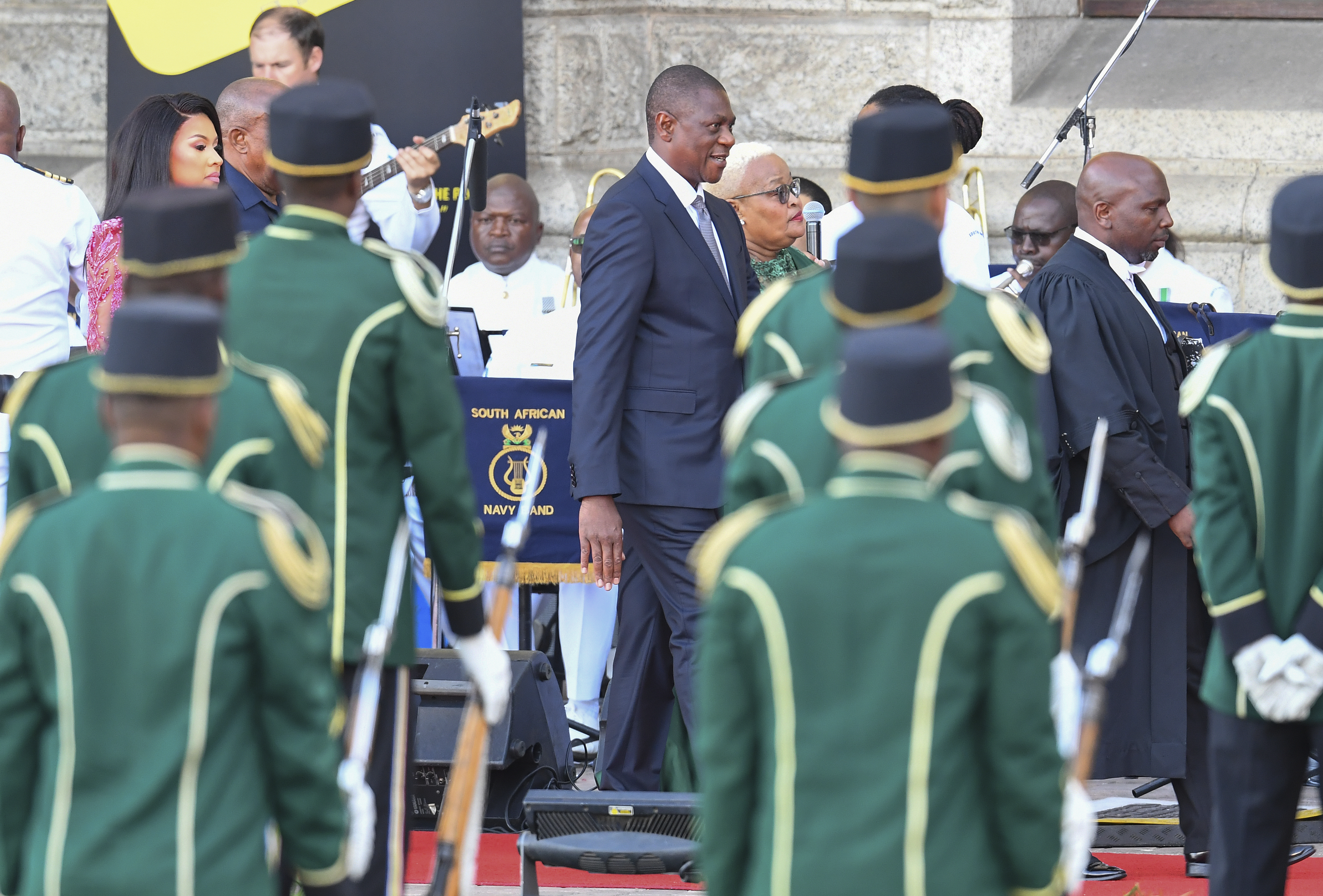 South Africa’s Deputy President Paul Mashatile, centre, at Cape Town City Hall on February 8, 2024