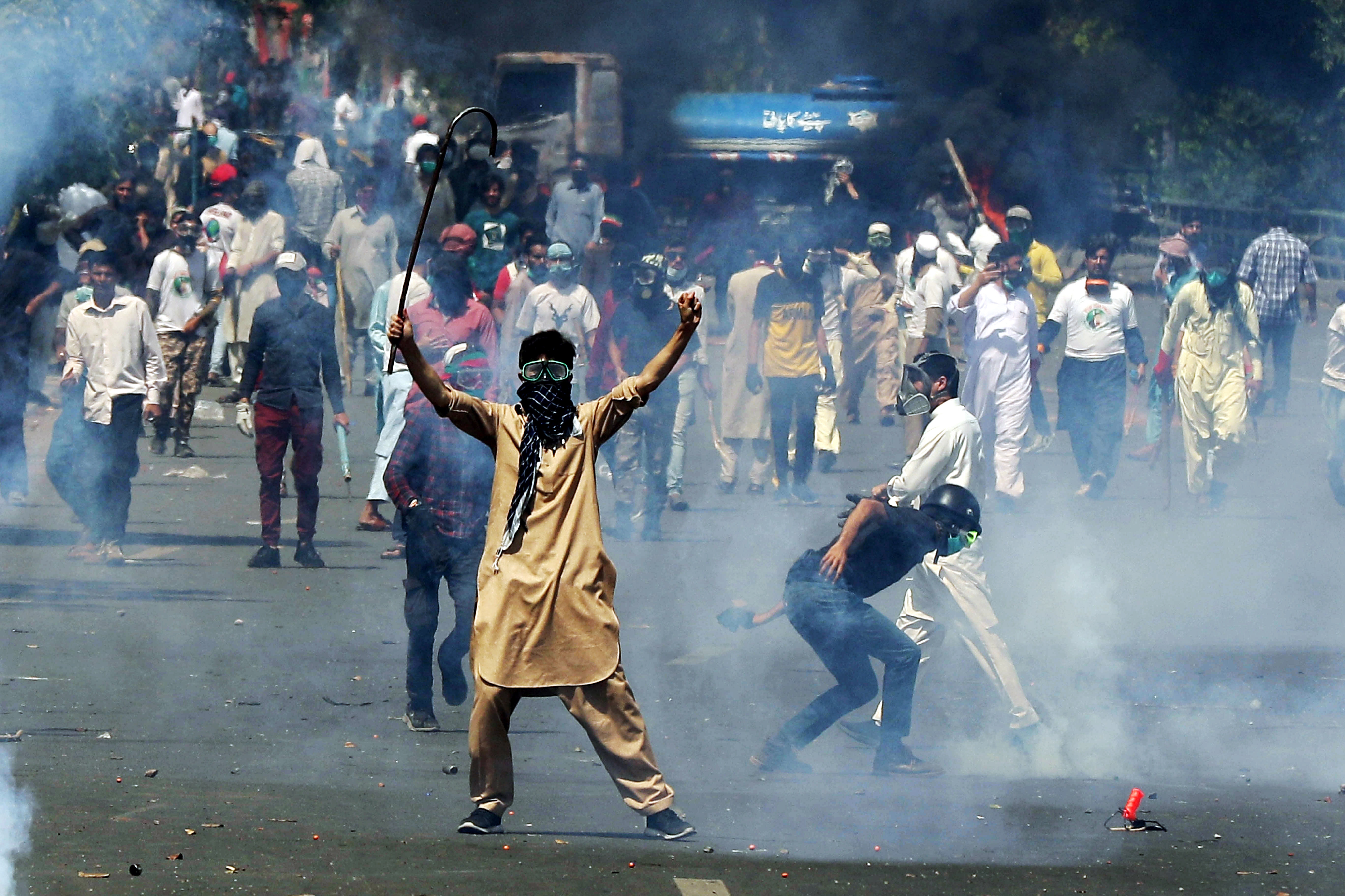 Thousands of protesters stormed the street on May 9 last year after former prime minister Imran Khan was arrested in Islamabad. [Rahat Dar/EPA]