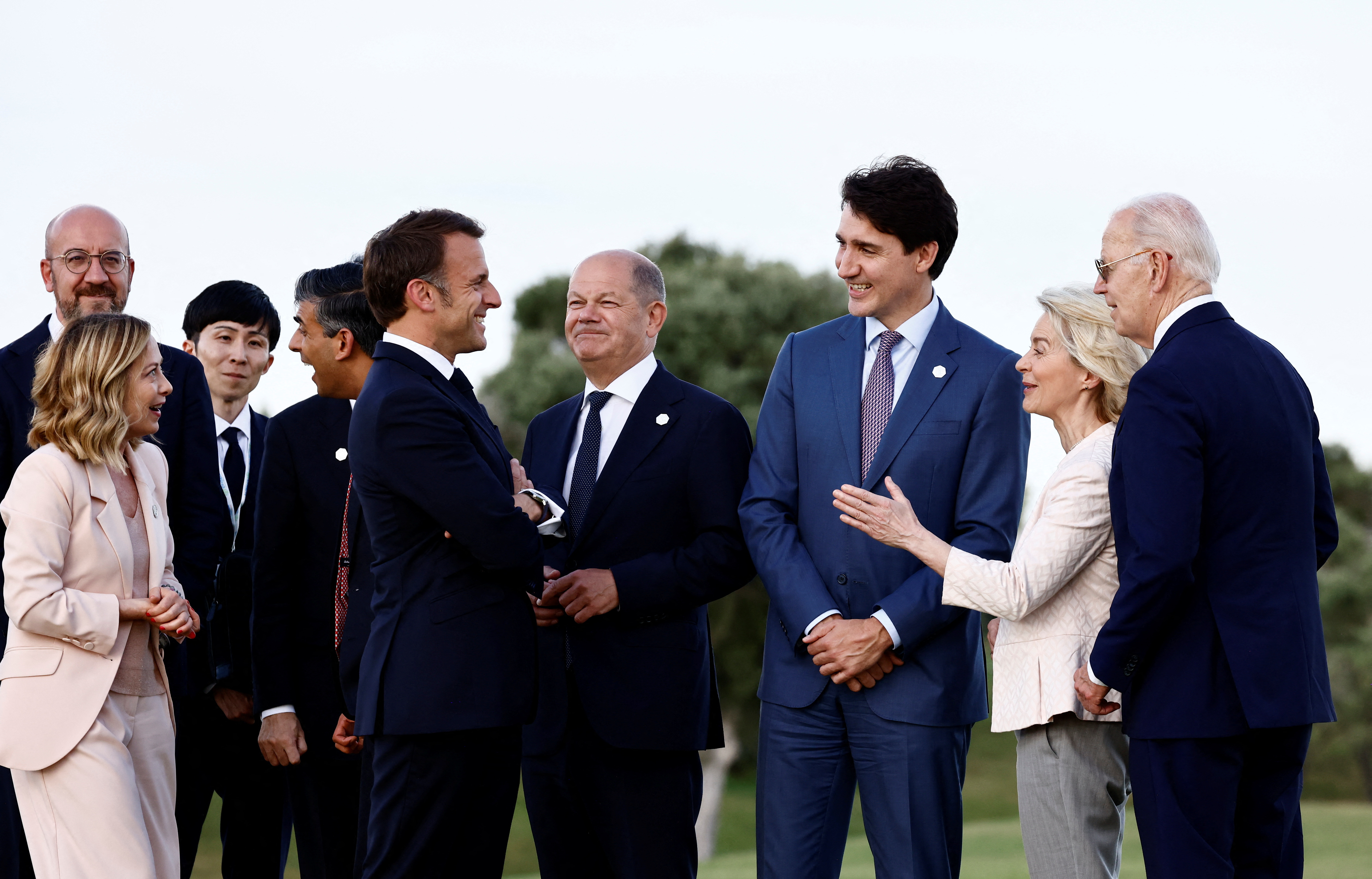 Trudeau flanked by other world leaders at the G7 summit in Italy in June 2024