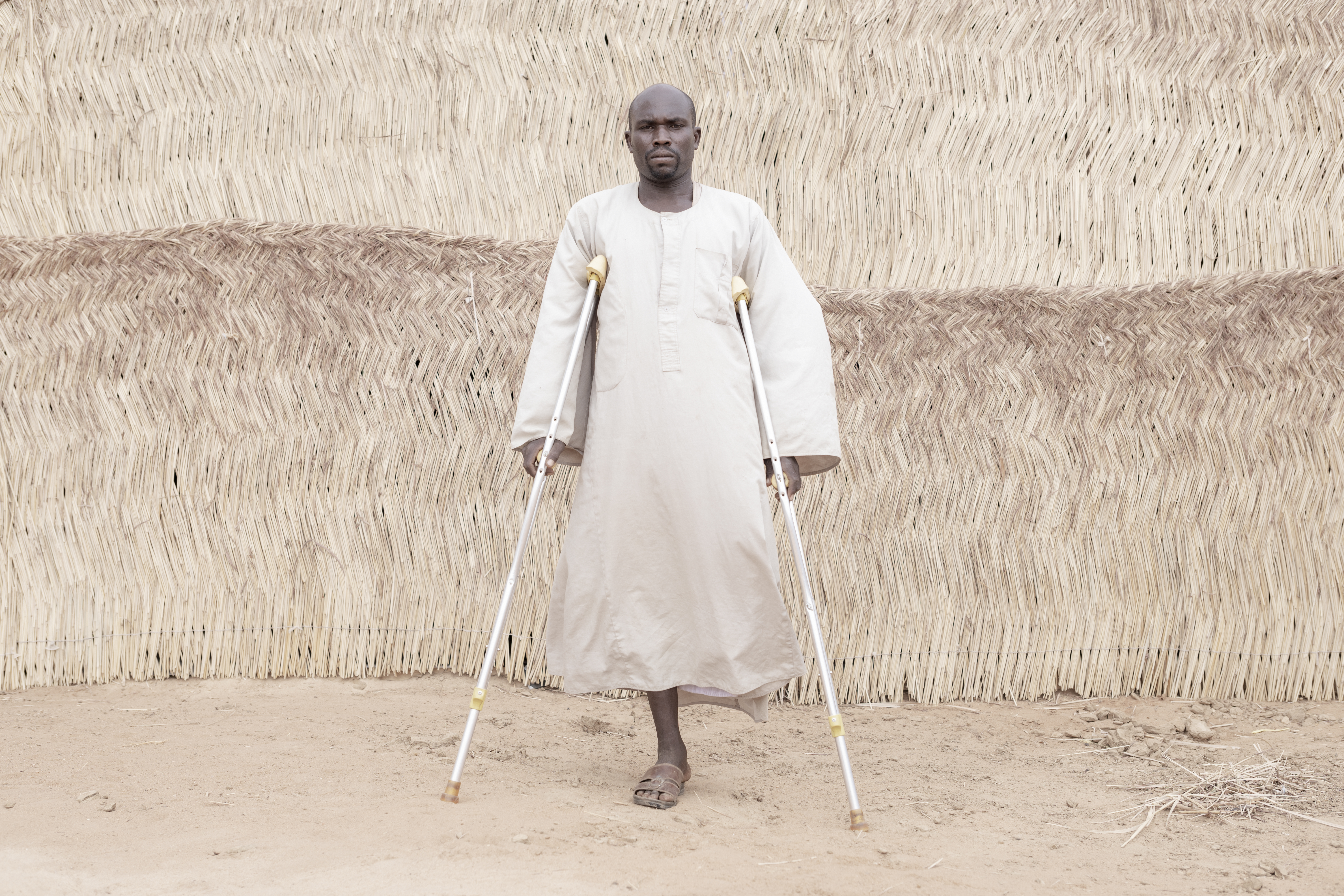 Mohamad Isaac at Humanity and Inclusion’s centre in eastern Chad. He fell into a deep depression after his leg was amputated
