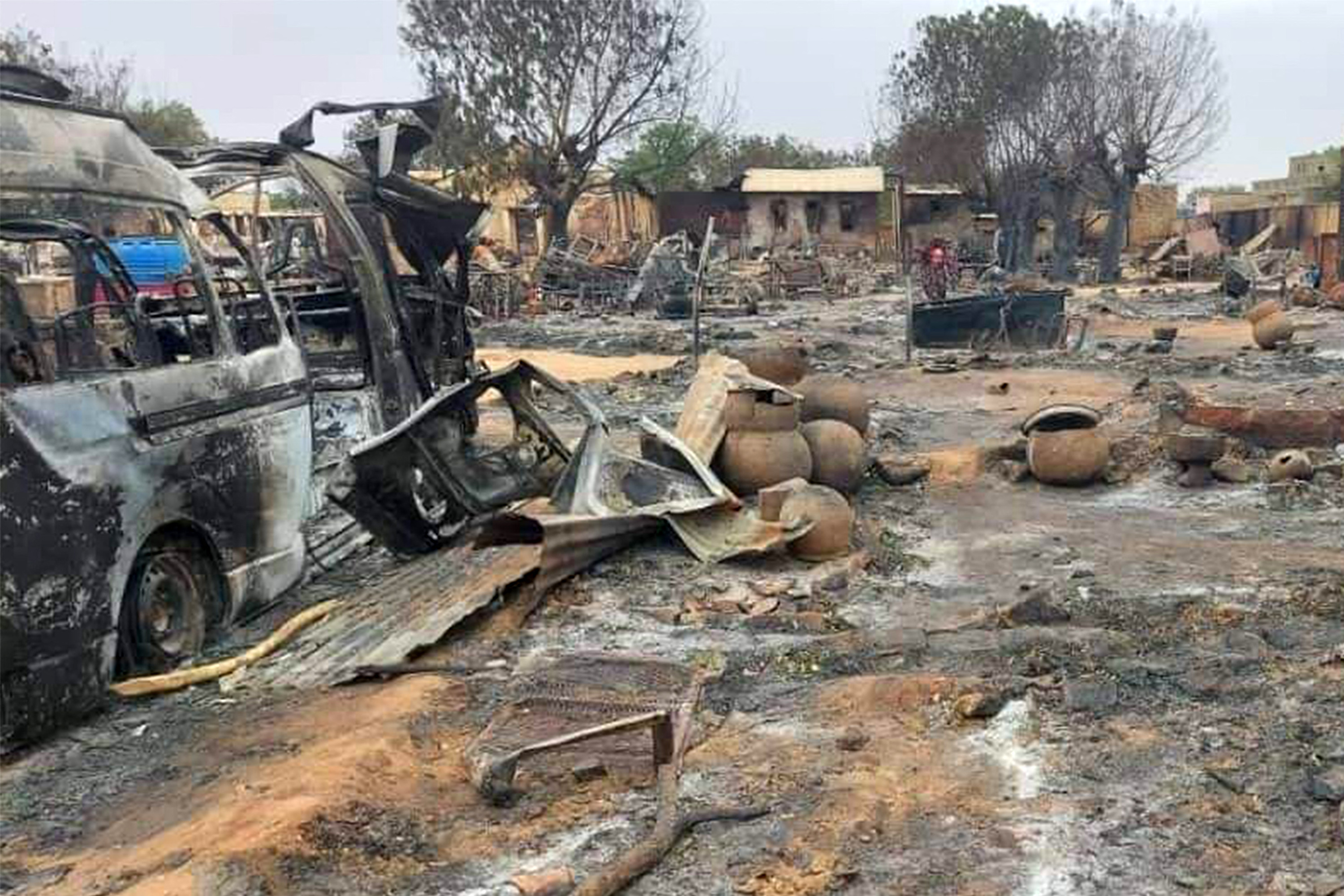 Destruction in a livestock market area in al-Fasher, the capital of Sudan's North Darfur state