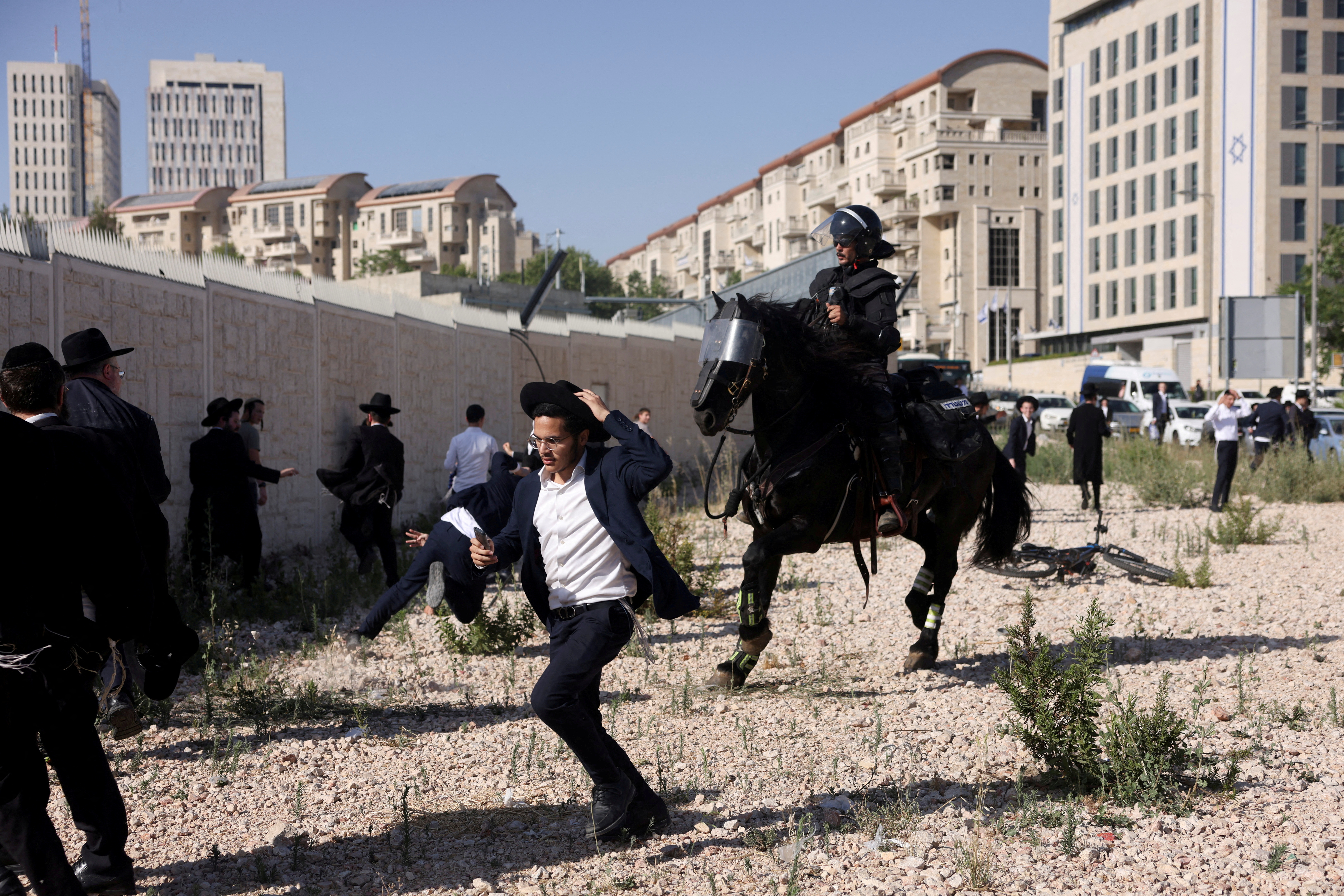 Ultra-Orthodox Jewish men protest