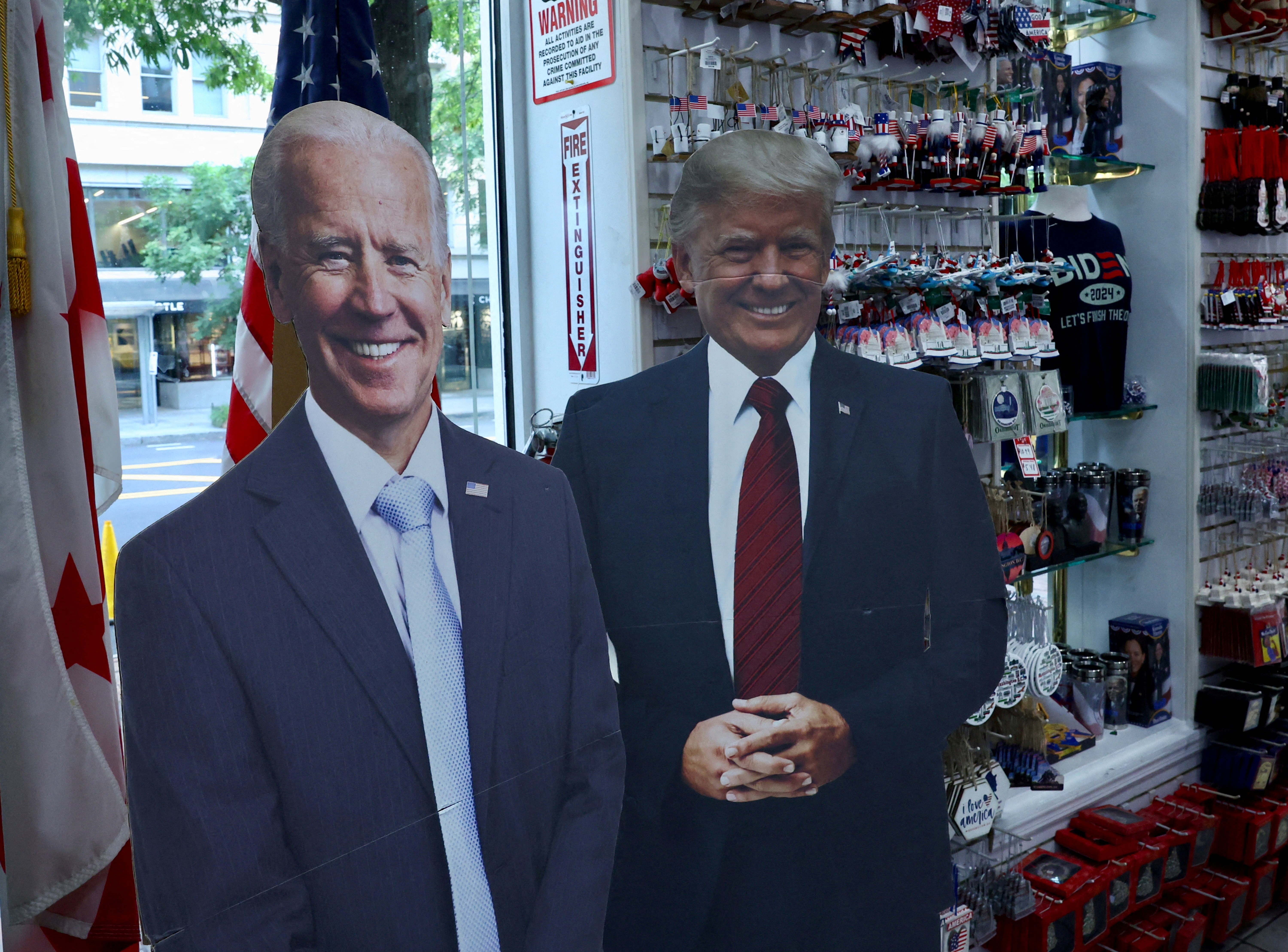 Biden and Trump cutouts