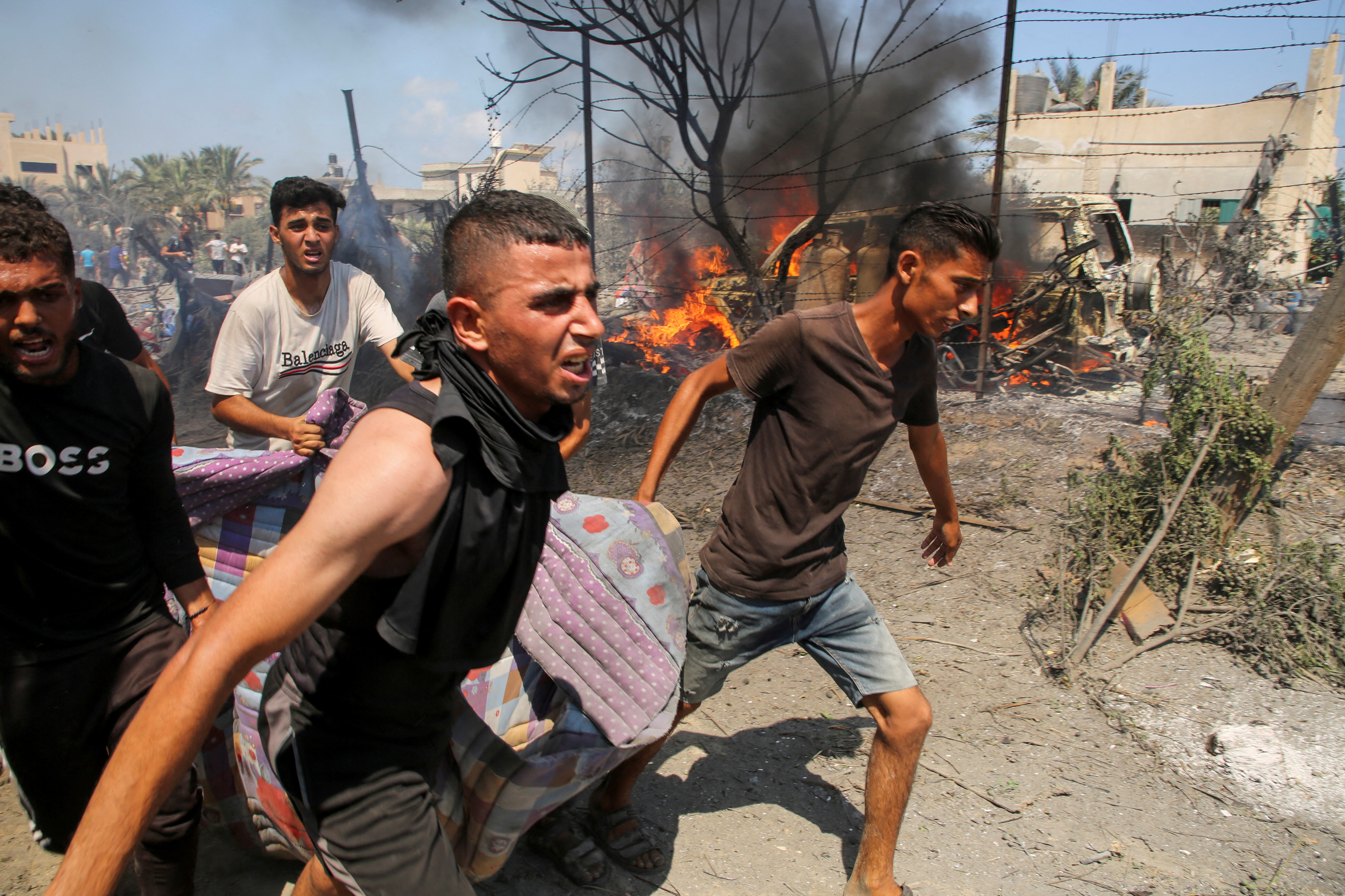 Palestinians say was an Israeli strike at a tent camp in Al-Mawasi area