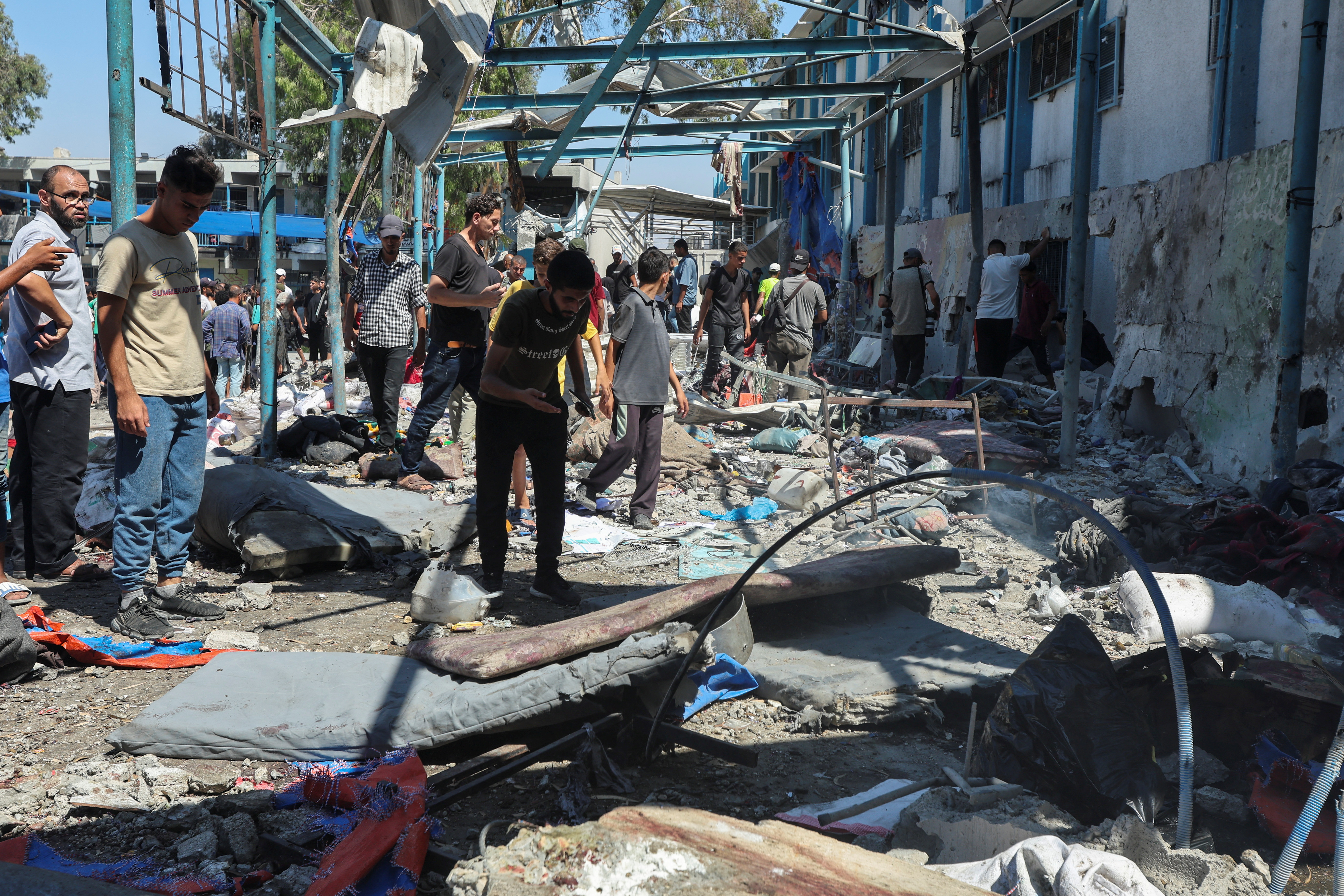 Aftermath of Israeli strike on UN school sheltering displaced people