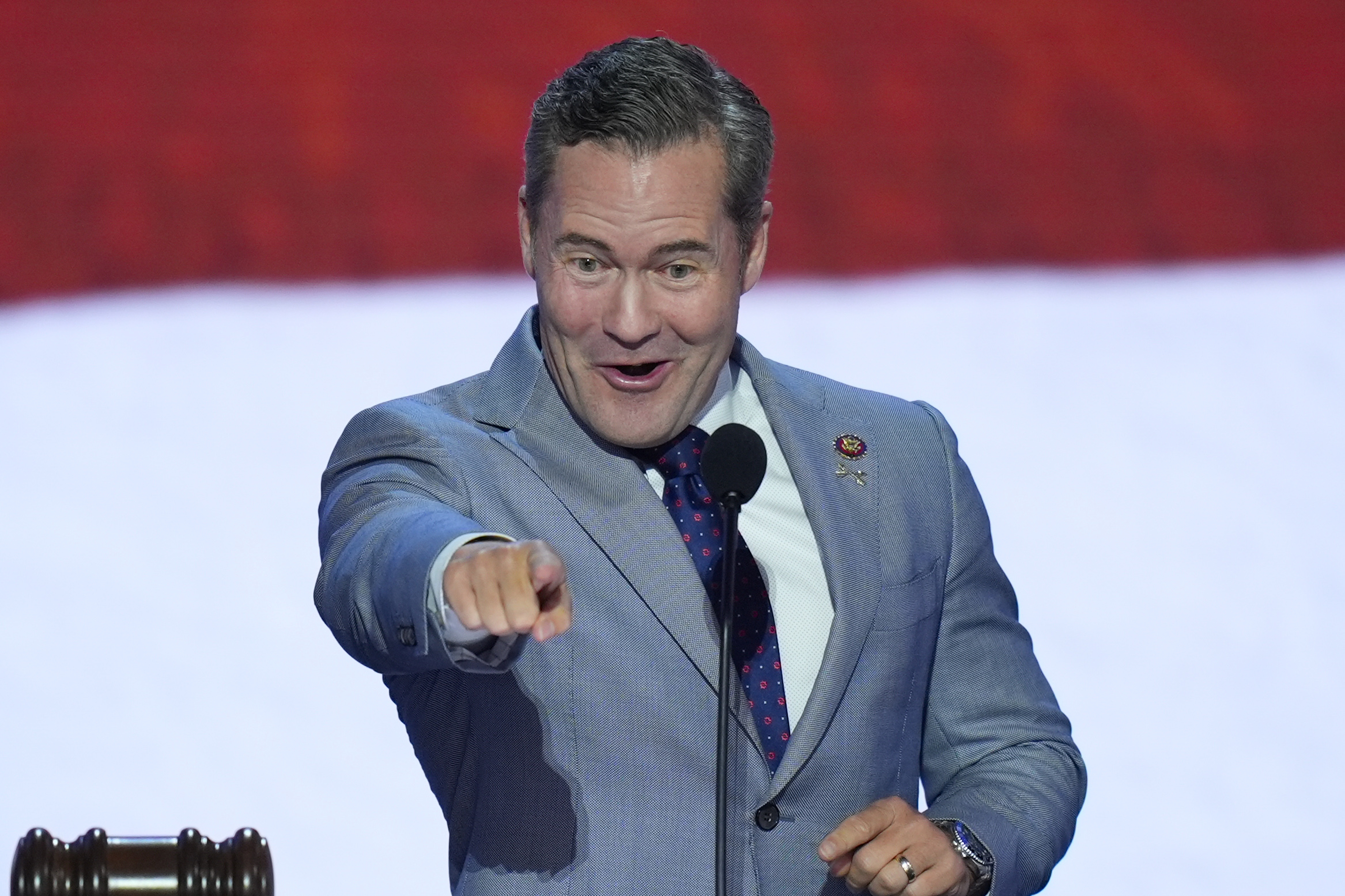 Representative Michael Waltz speaking during the first day of the Republican National Convention on July 15 in Milwaukee, Wisconson