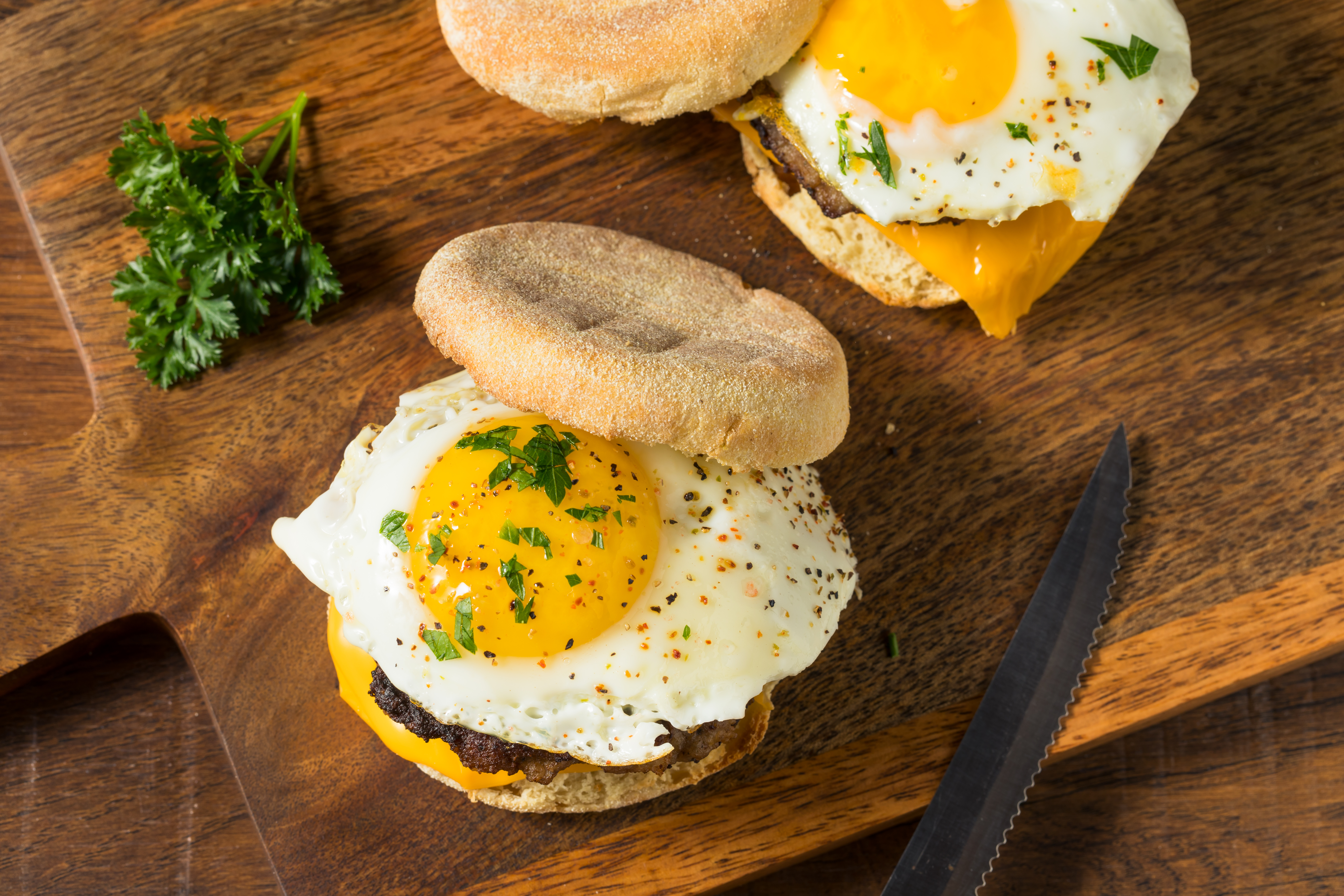 An American-style breakfast: an egg and sausage English muffin [Shutterstock]