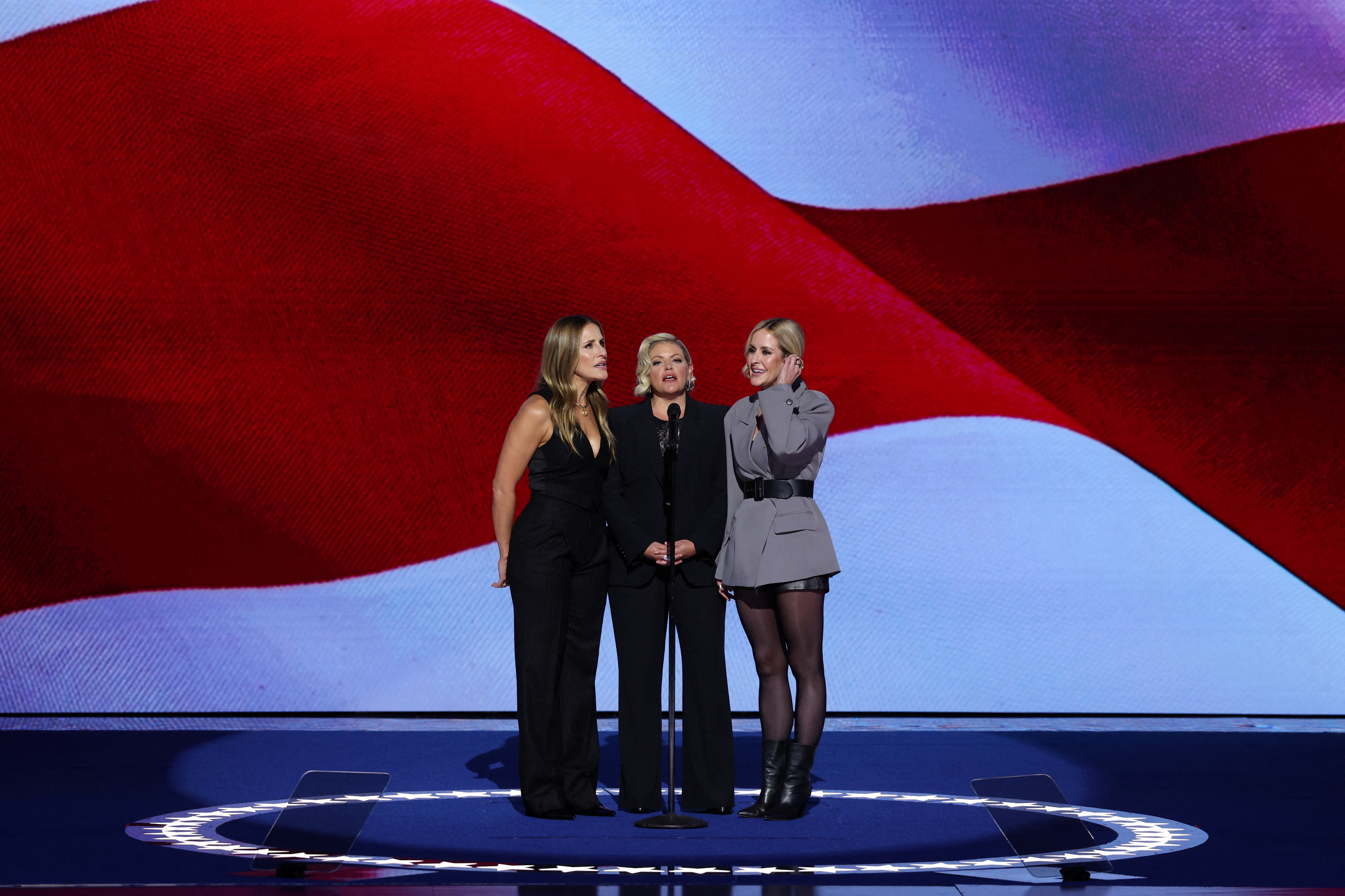 The Chicks sing the US National Anthem on the final day of the Democratic National Convention
