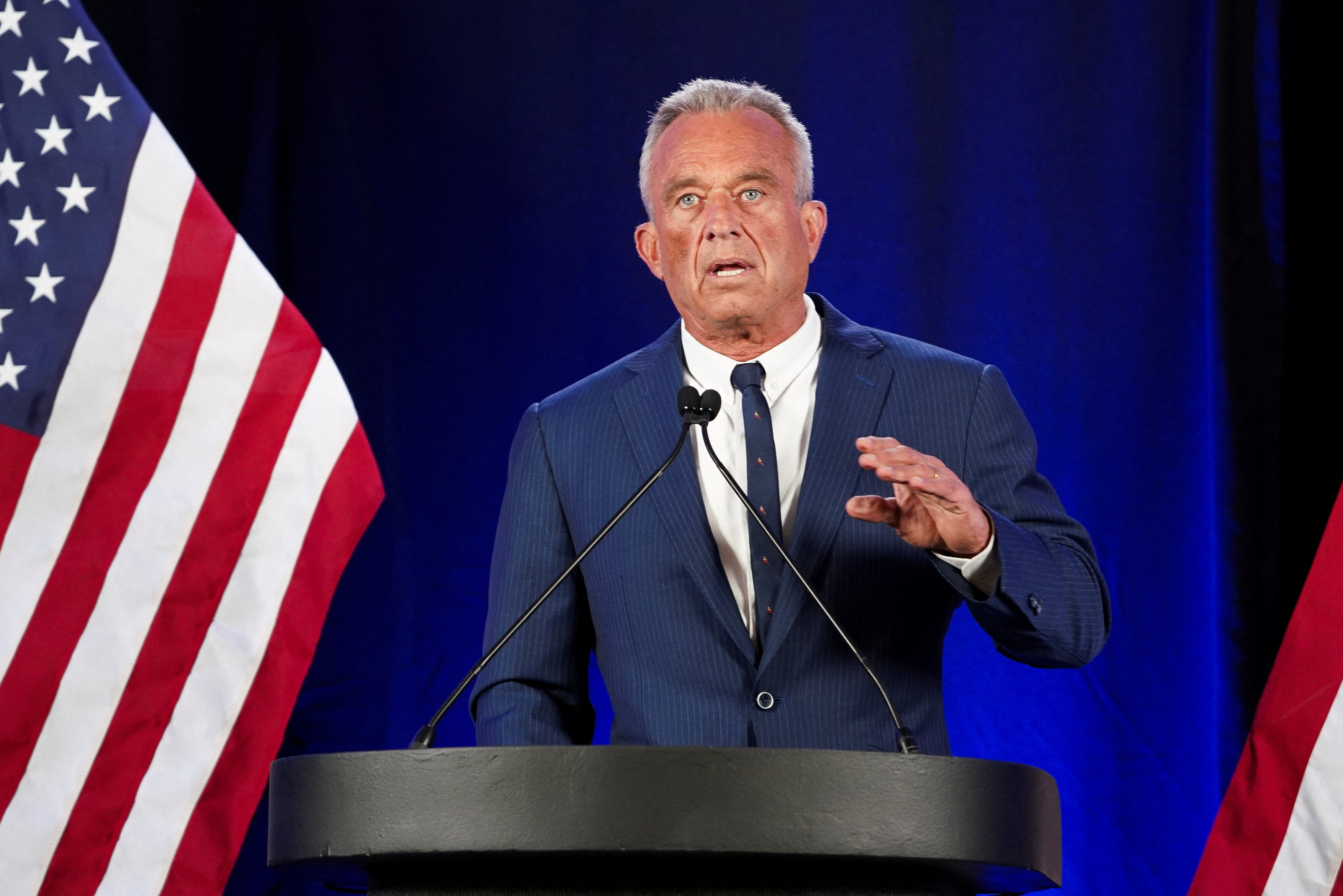 Robert F Kennedy Jr addresses a rally in Arizona.